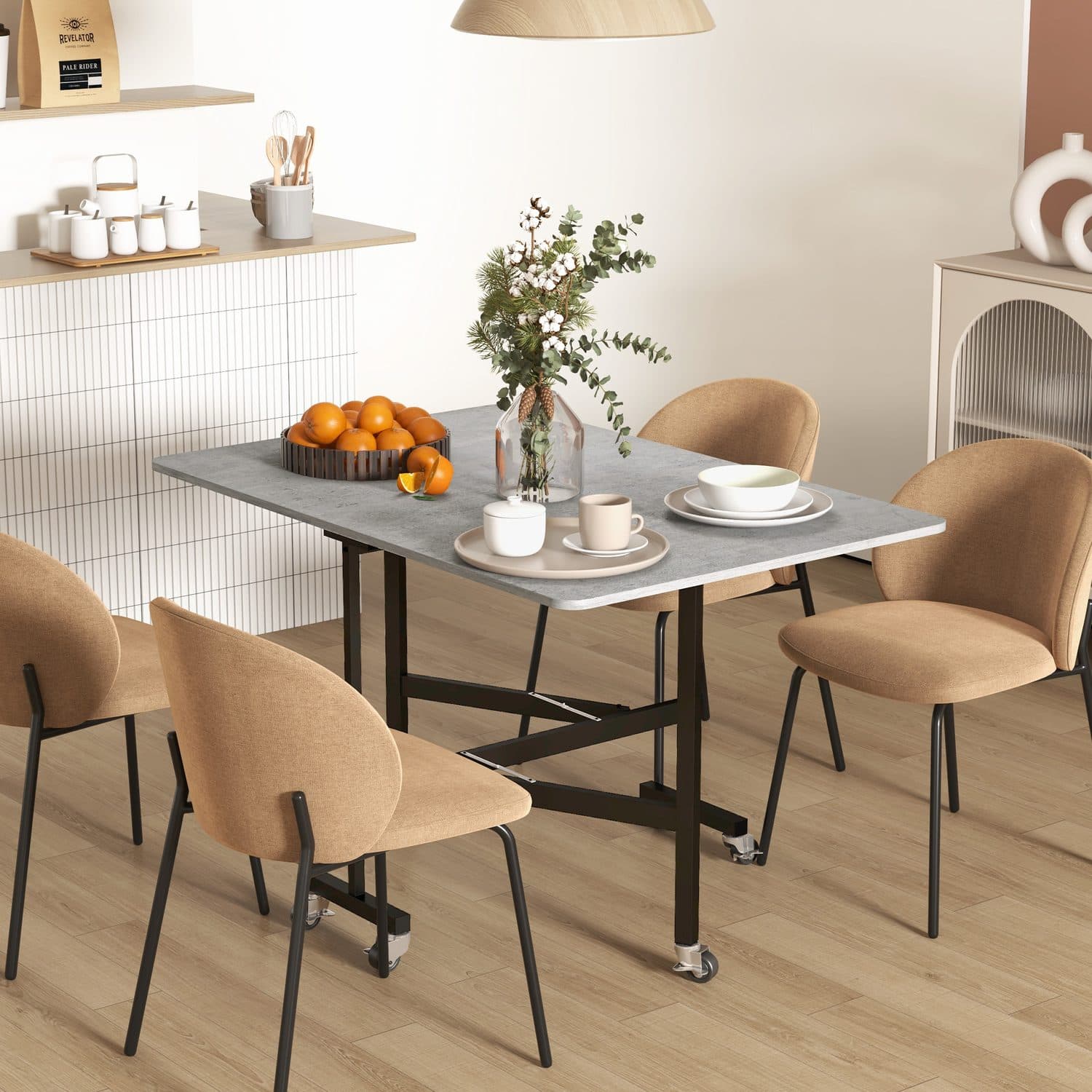 Grey Marble Drop Leaf Table - image 3