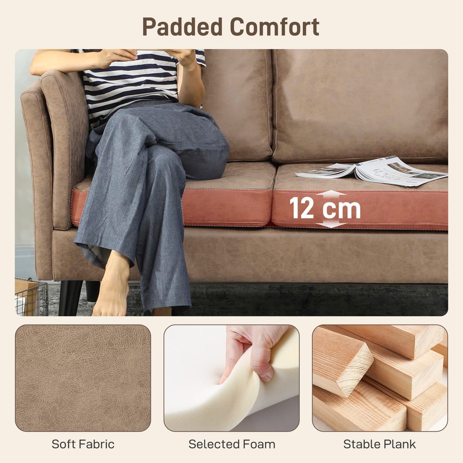 Light Brown 2-Seater Sofa - image 2