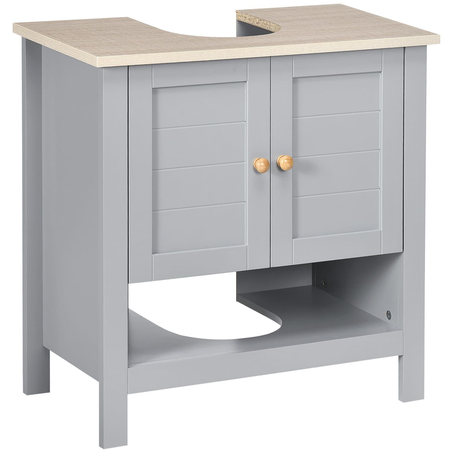 Grey Under-Sink Bathroom Cabinet with Adjustable Shelf