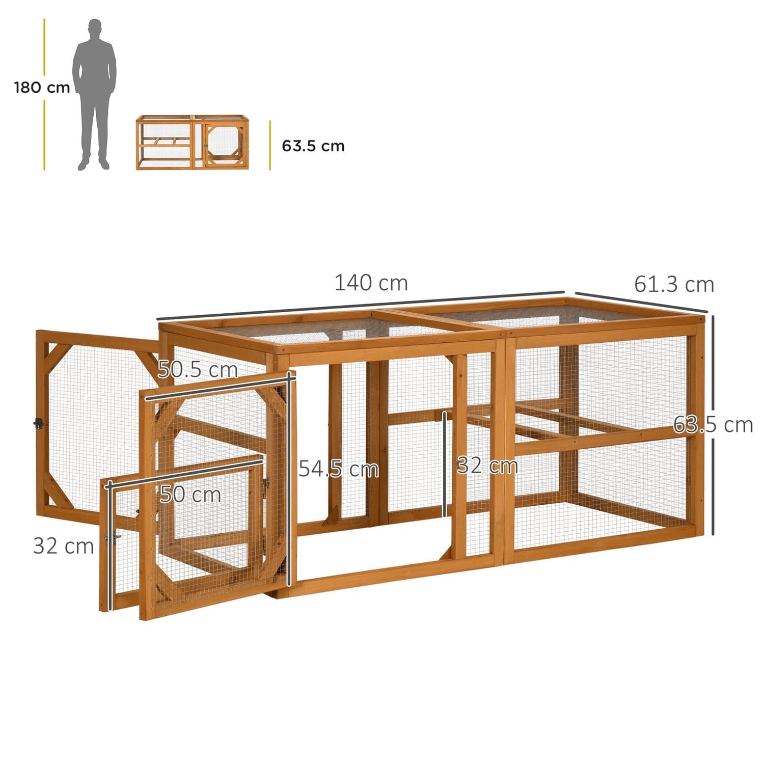 PawHut Linkable Chicken Coop for 2-4 Chickens, Natural Wood - image 3