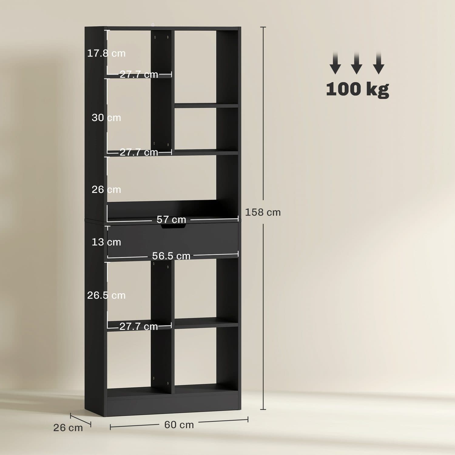 Tall Black Freestanding Bookcase - image 5