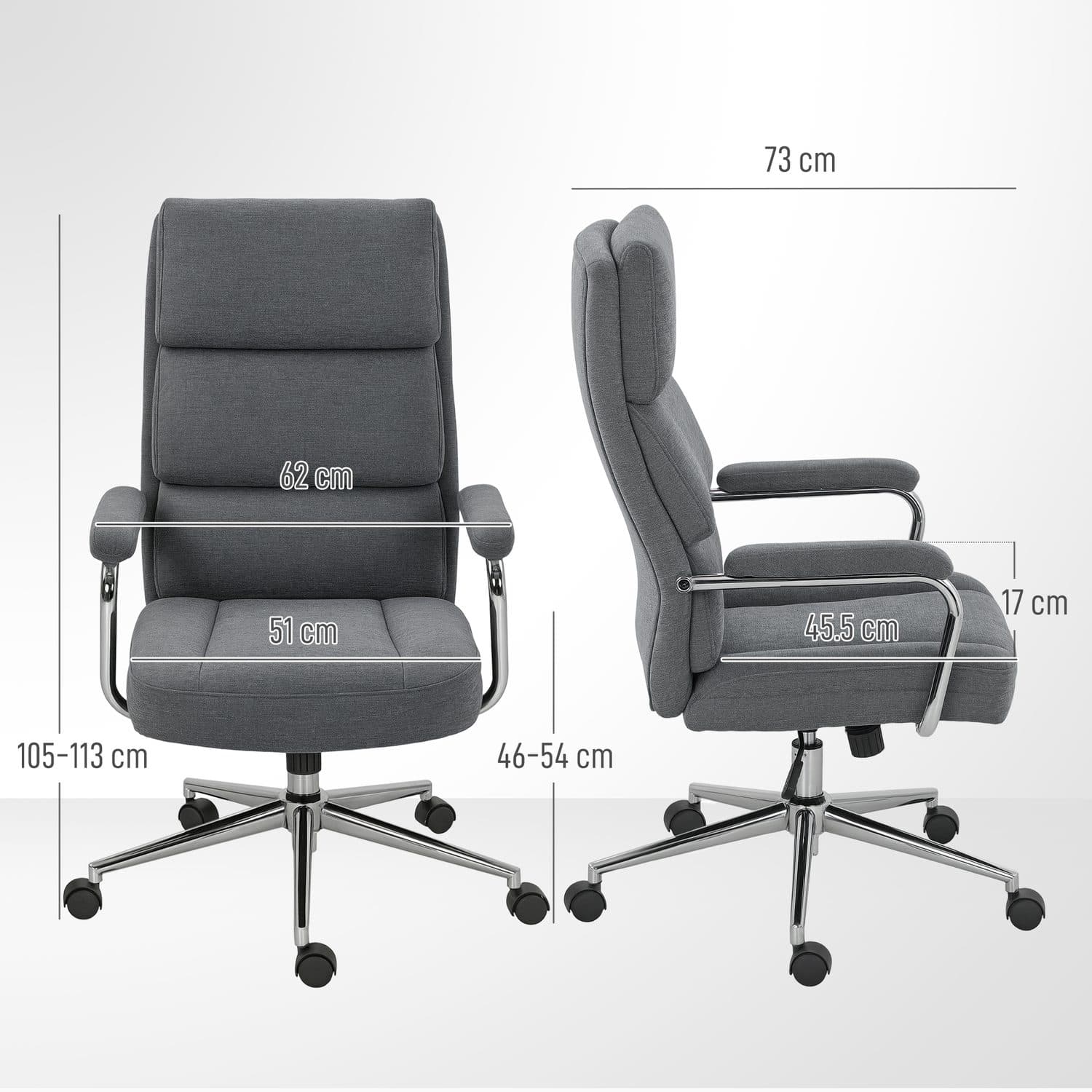 Charcoal Grey Linen Executive Chair for Effortless Support - image 5