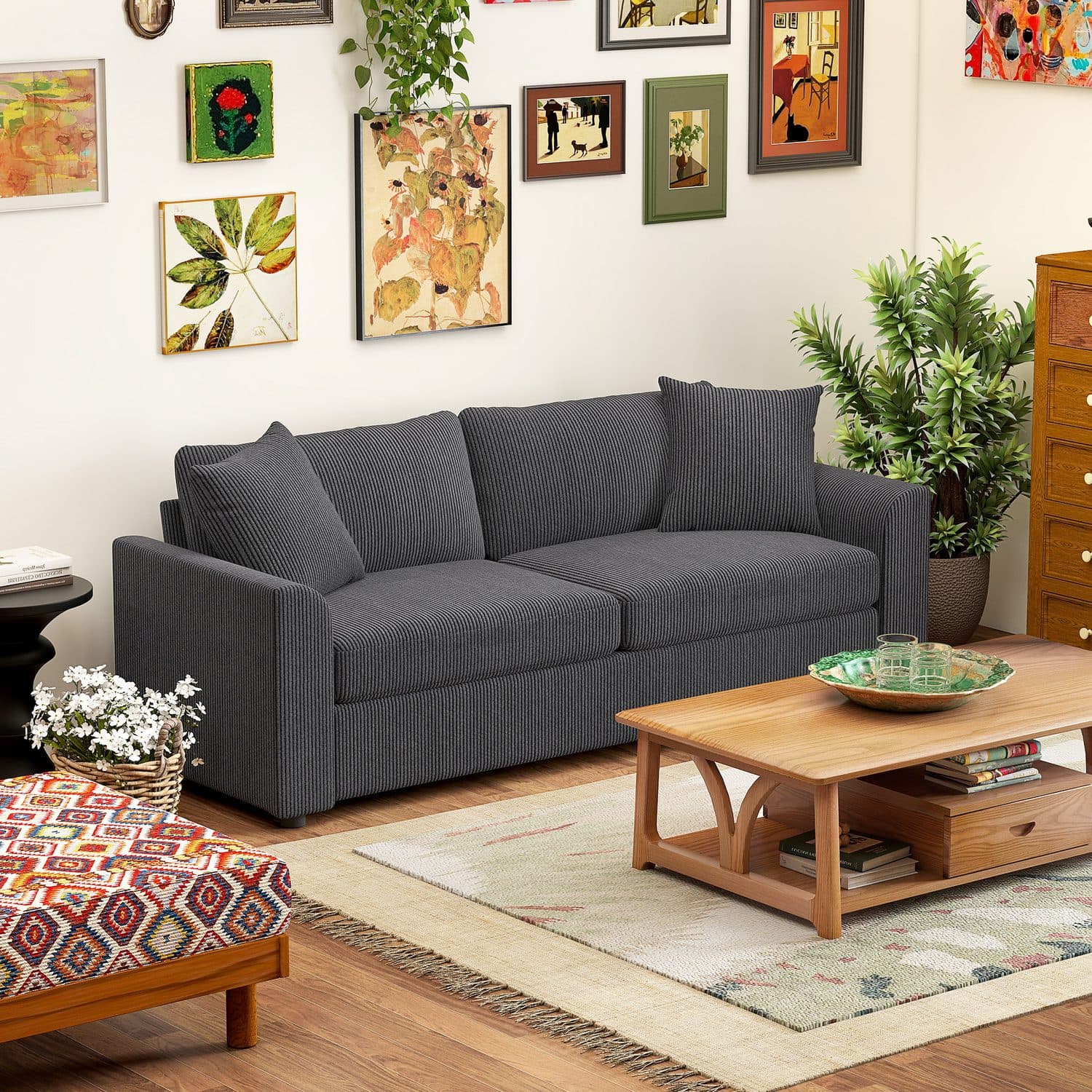 Grey Corduroy Sofa - image 4