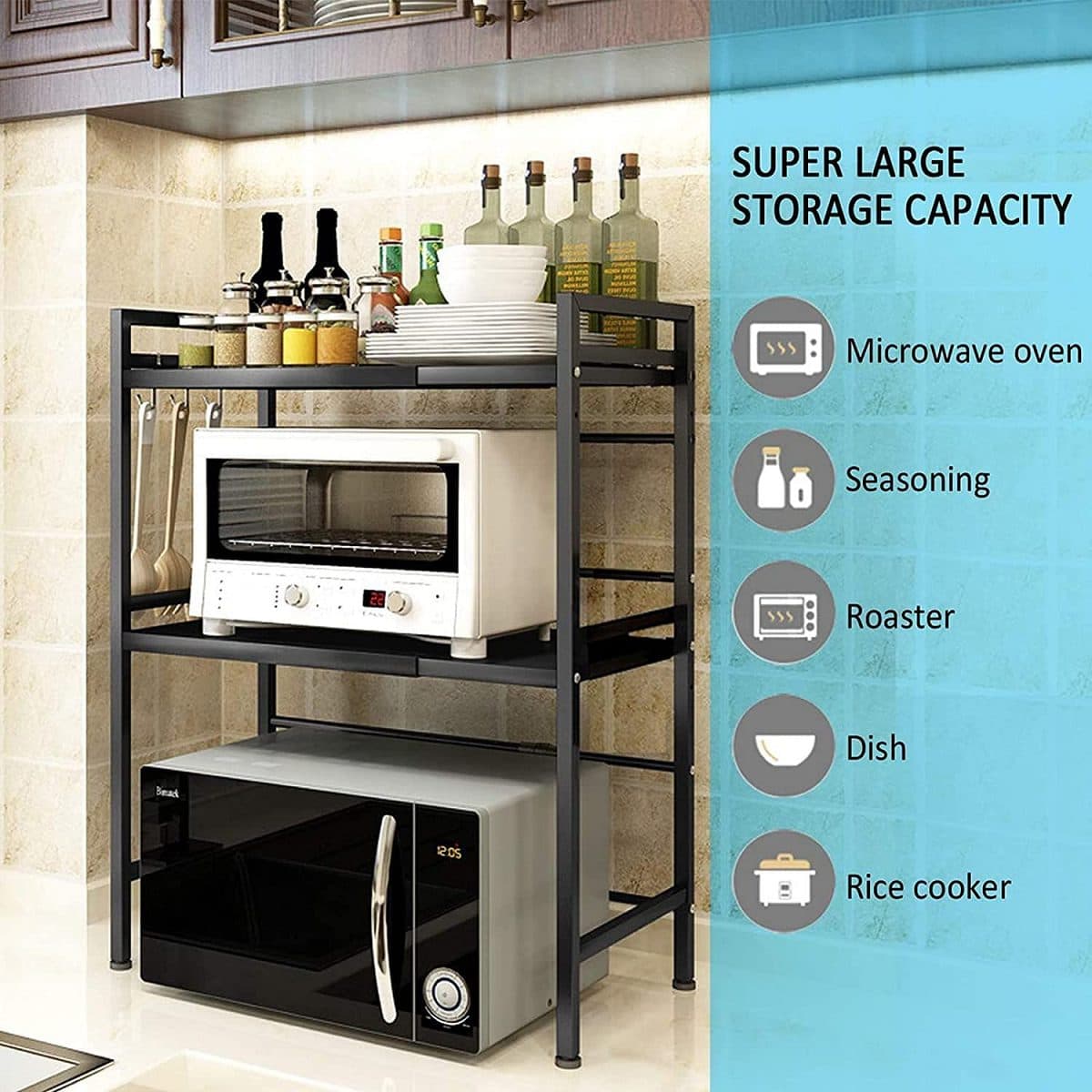 3-Tier Extendable Microwave Rack for Organised Kitchens - image 5