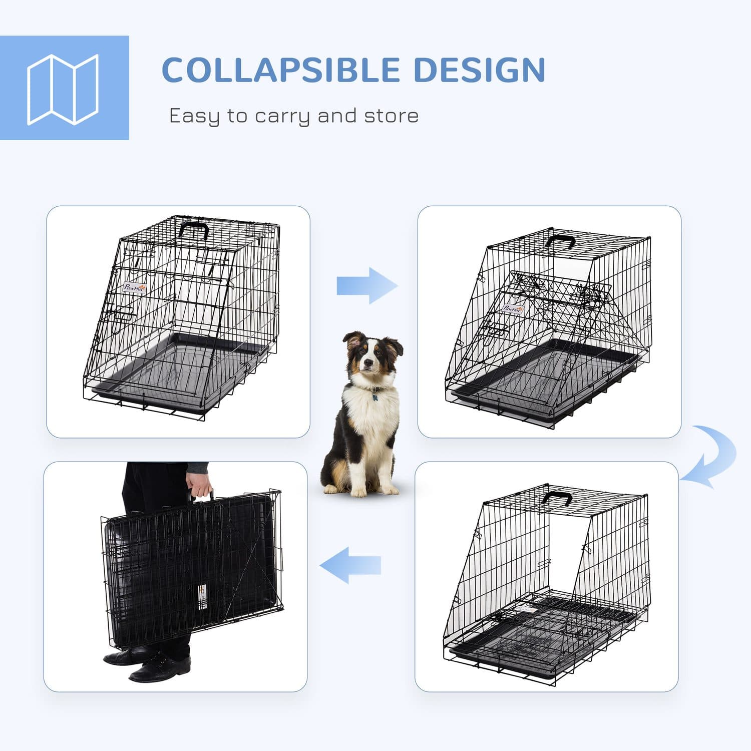 PawHut Collapsible Travel Cage for Small Dogs, 77x47x55cm - image 5