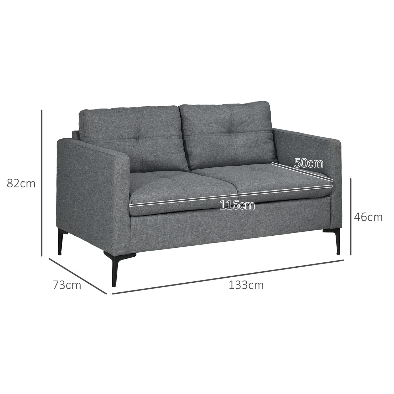 Grey Two-Seater Sofa - image 4