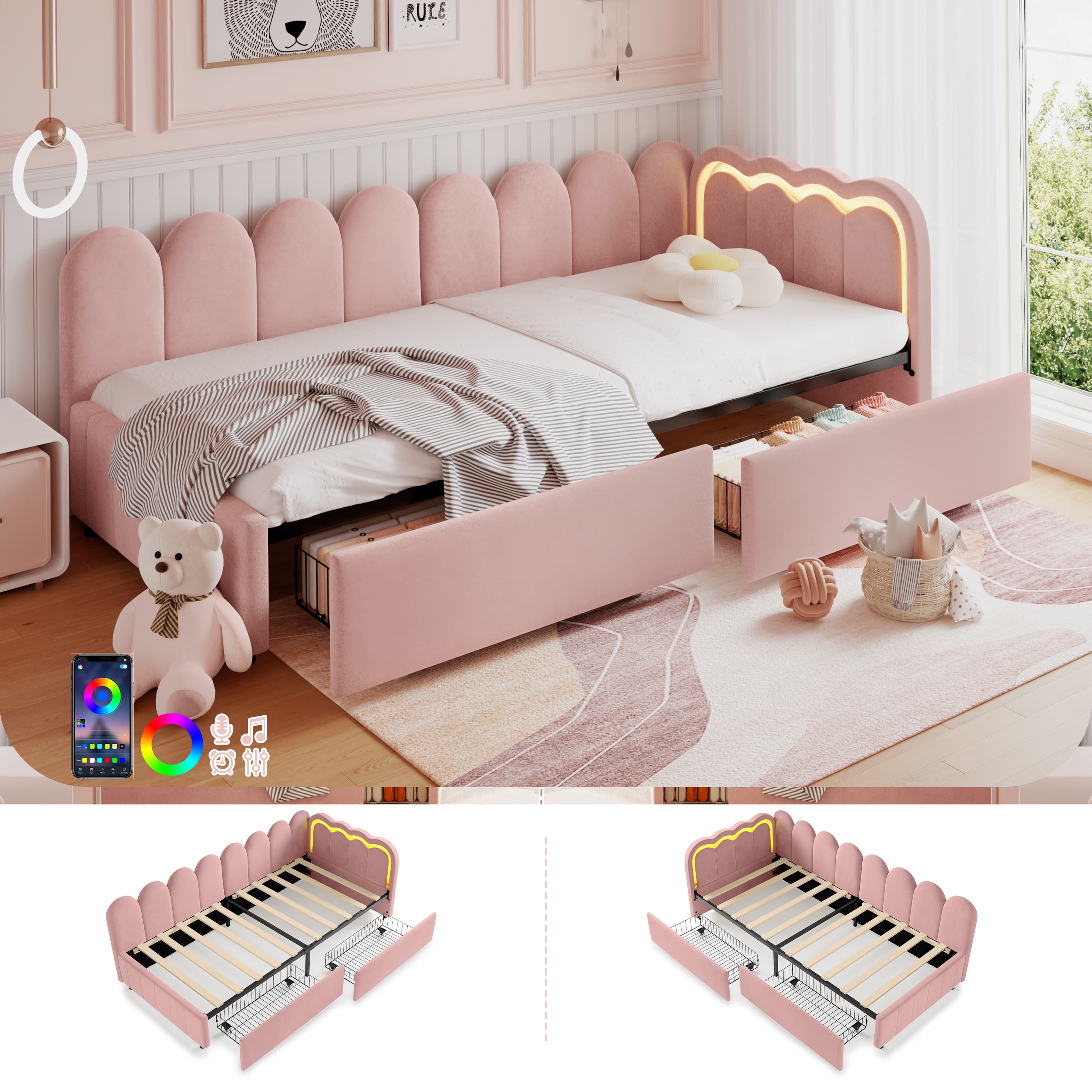 Pink Velvet Daybed