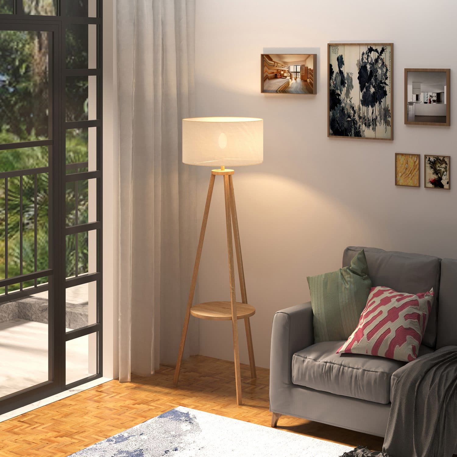 Cream Tripod Floor Lamp - image 4