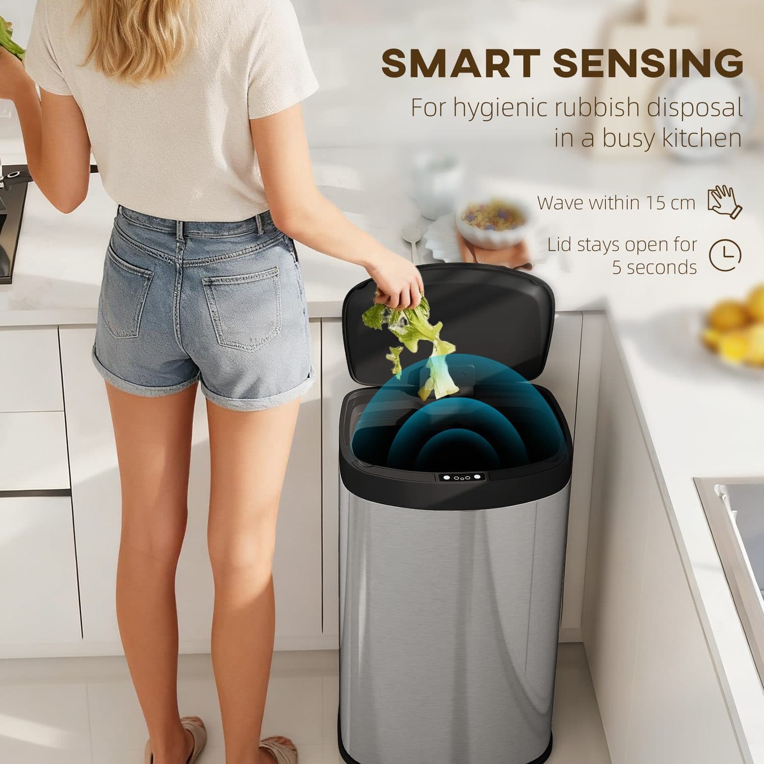 Hands-Free 55L Kitchen Bin — Wave to Open, Closes Silently - image 2