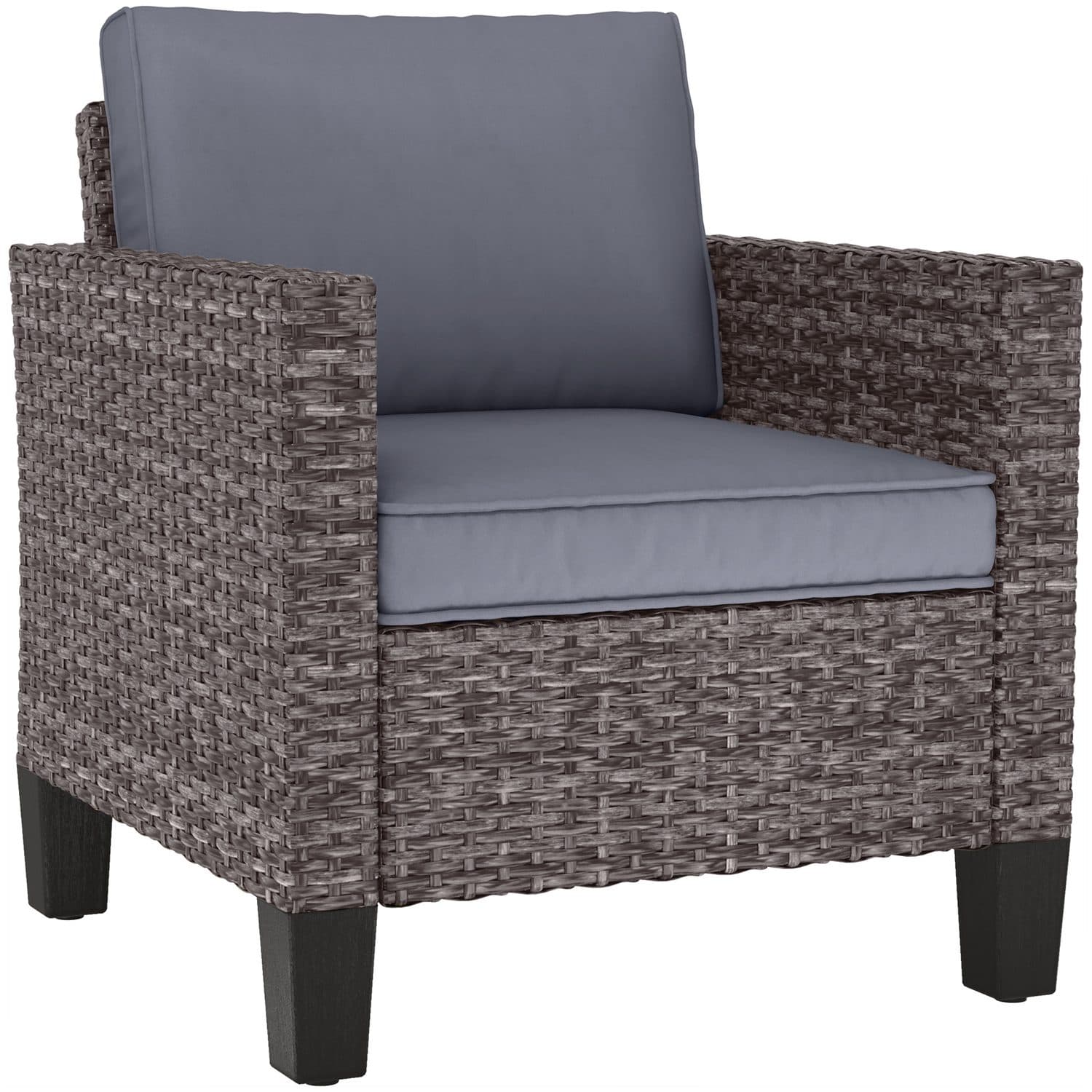 Mixed Grey Rattan Armchair for Outdoor Lounging - Dark Grey
