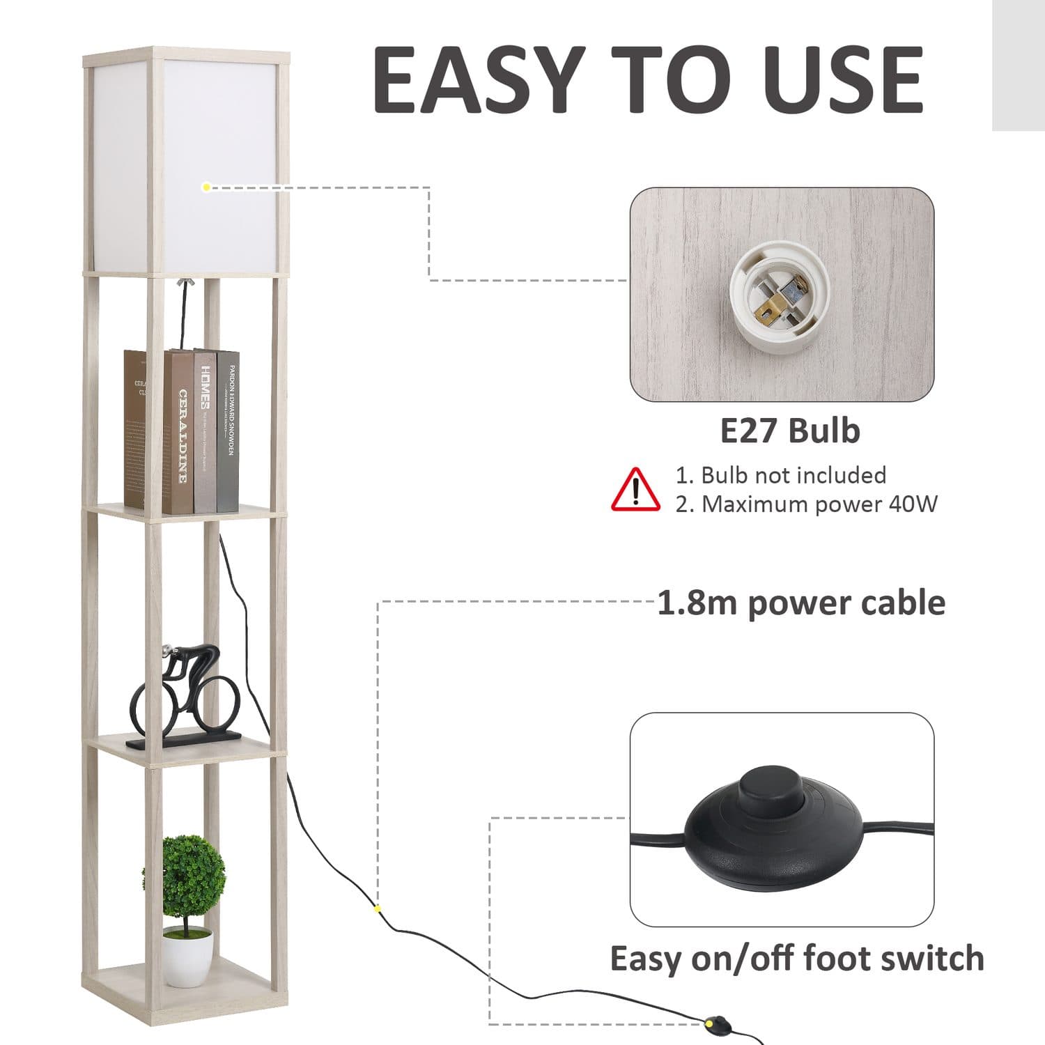 Oak 3-Tier Floor Lamp - image 4