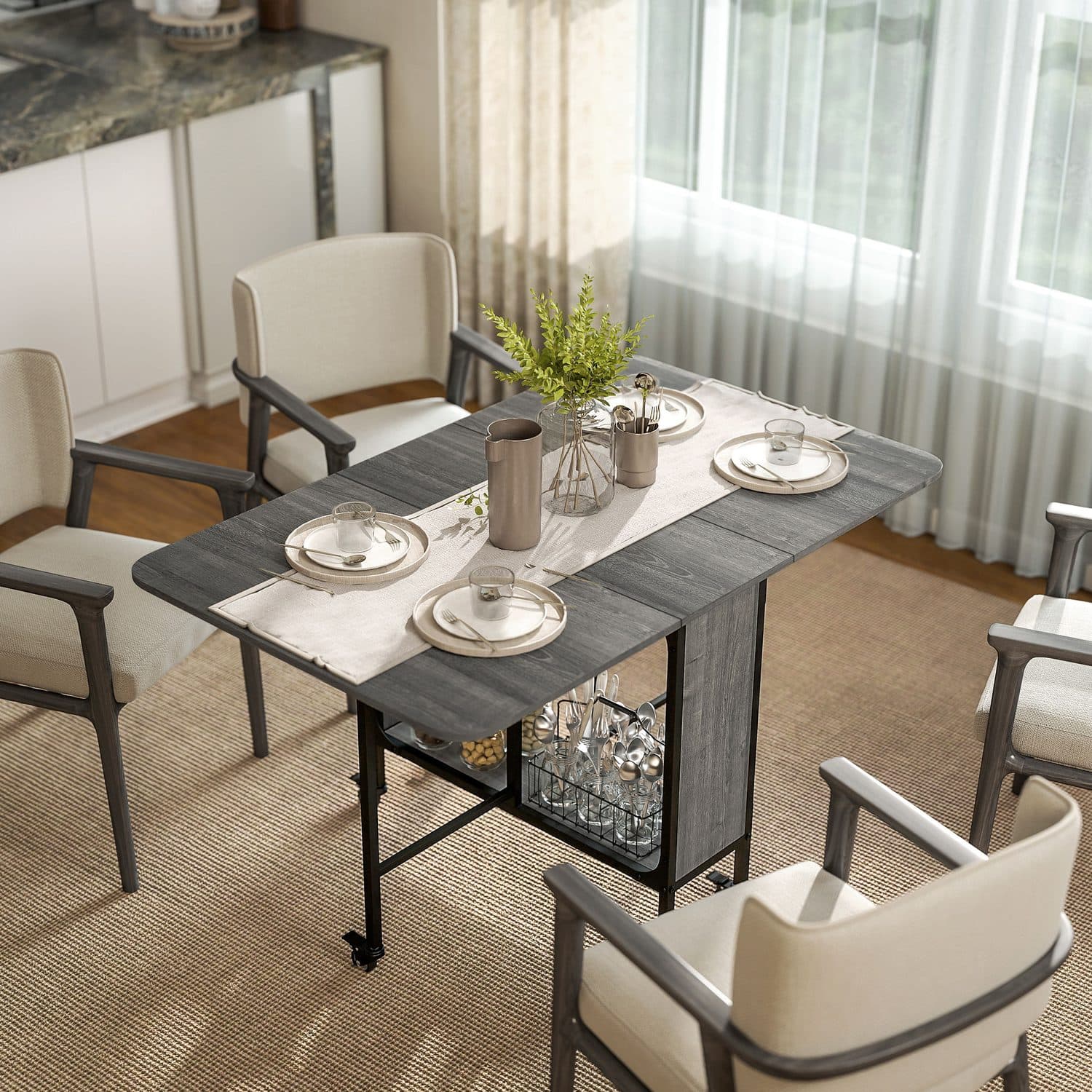6-Seater Drop Leaf Dining Table - image 1
