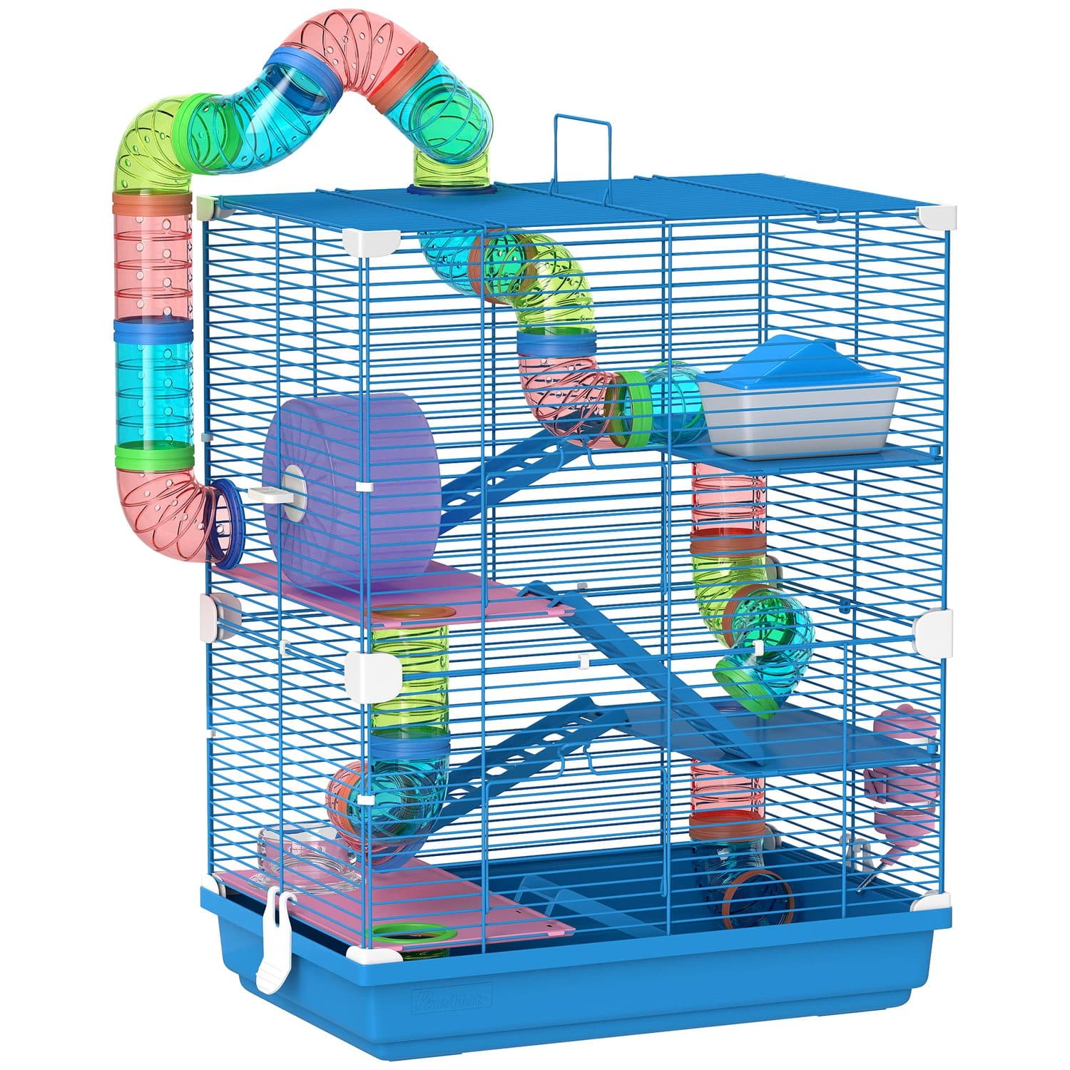 PawHut 5-Tier Hamster Habitat with Tunnel and Carry Handle