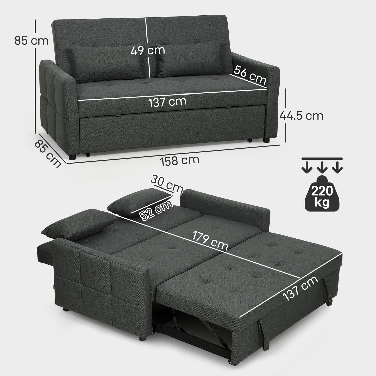 A compact charcoal sofa bed for flexible lounging - image 4