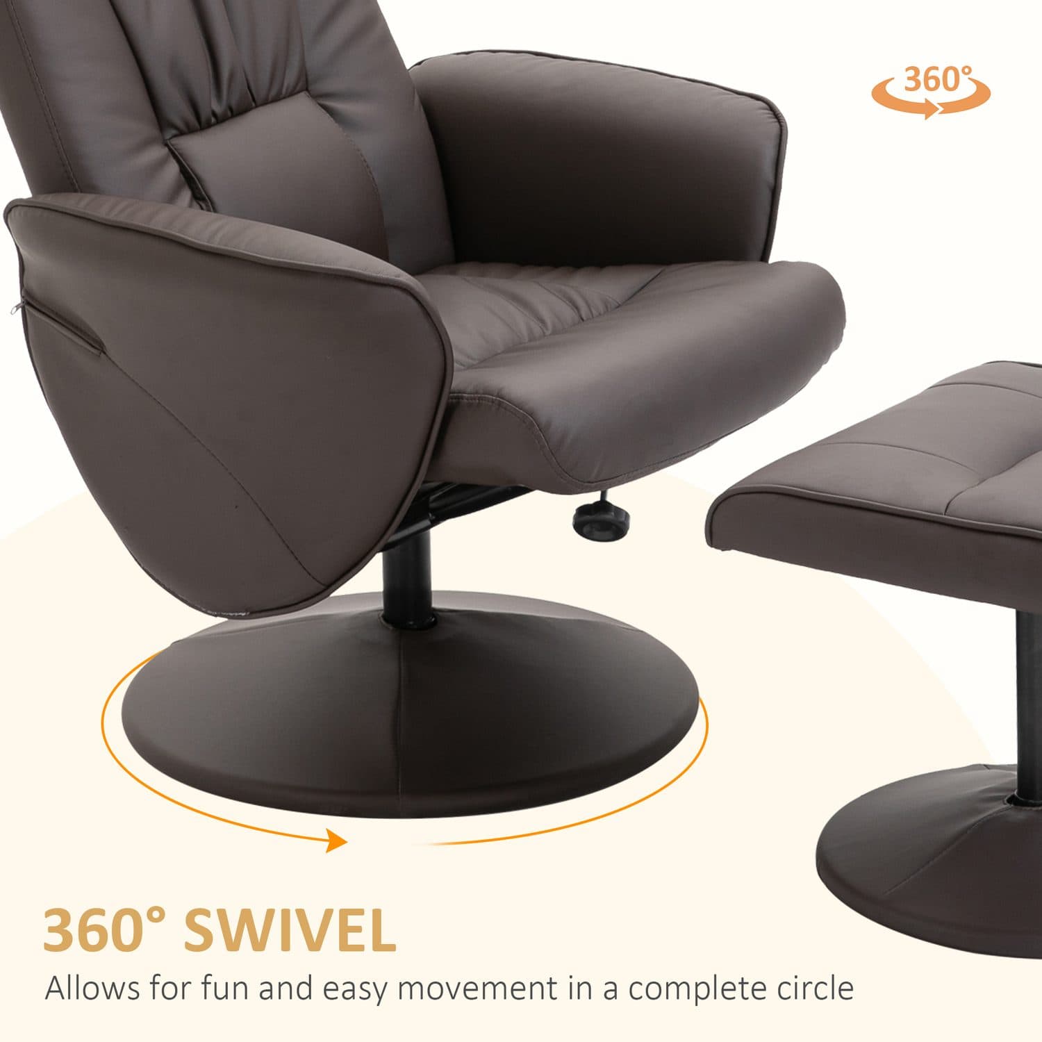 Brown Faux Leather Executive Recliner & Footstool Set - image 4