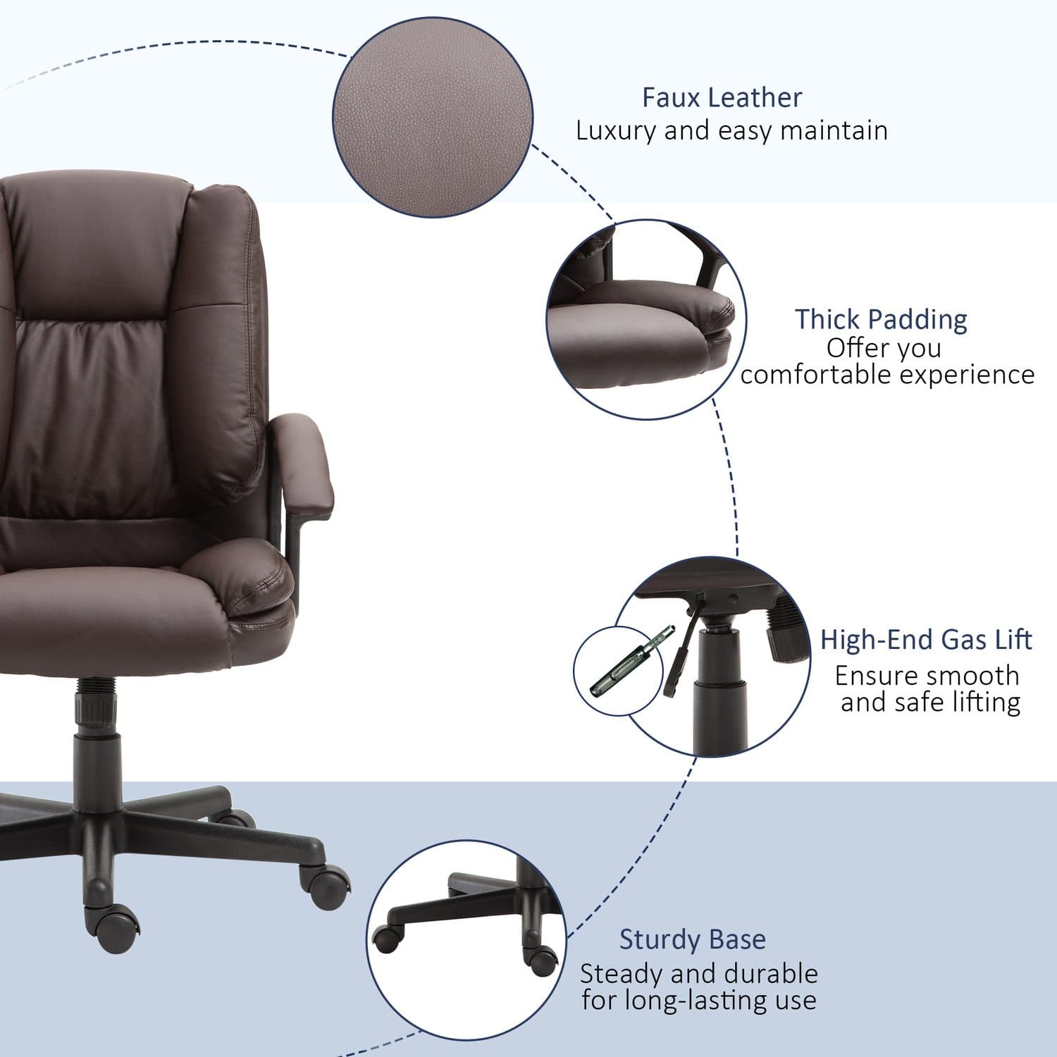 Brown Faux Leather Adjustable Executive Office Chair - image 5