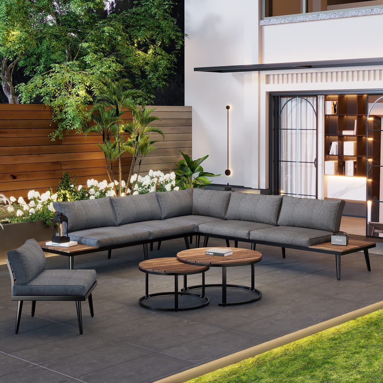 An L-Shaped Outdoor Sofa Set Ready for Relaxed Garden Entertaining
