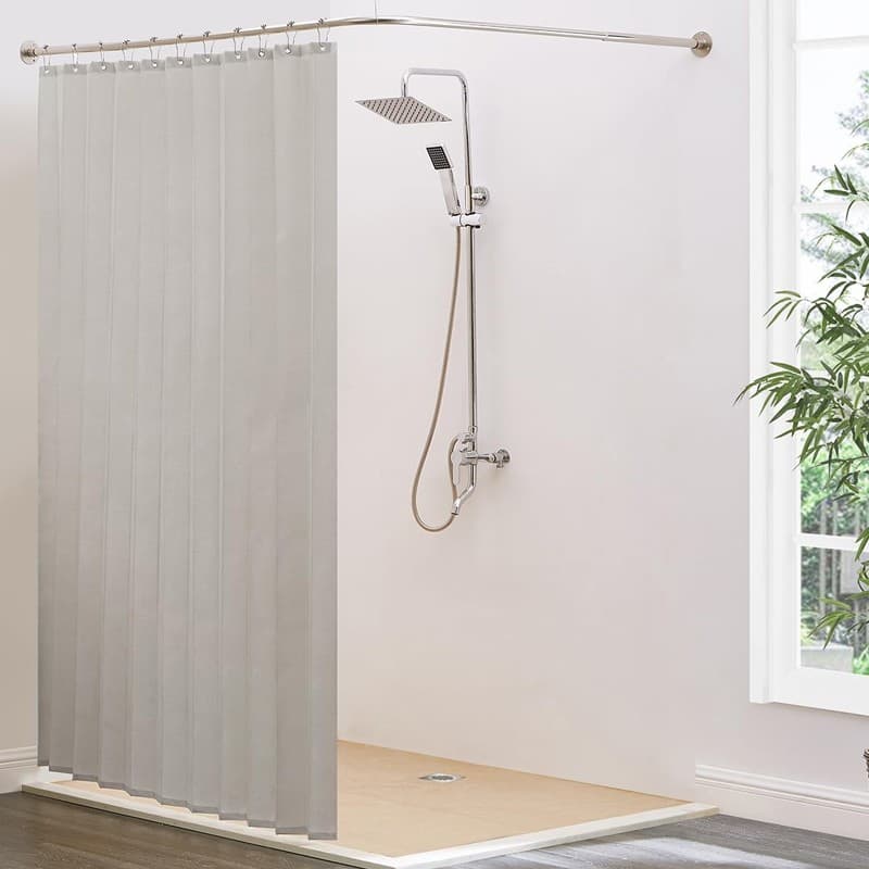 Adjustable L-Shaped Shower Rail for Corner Bath Spaces - image 2