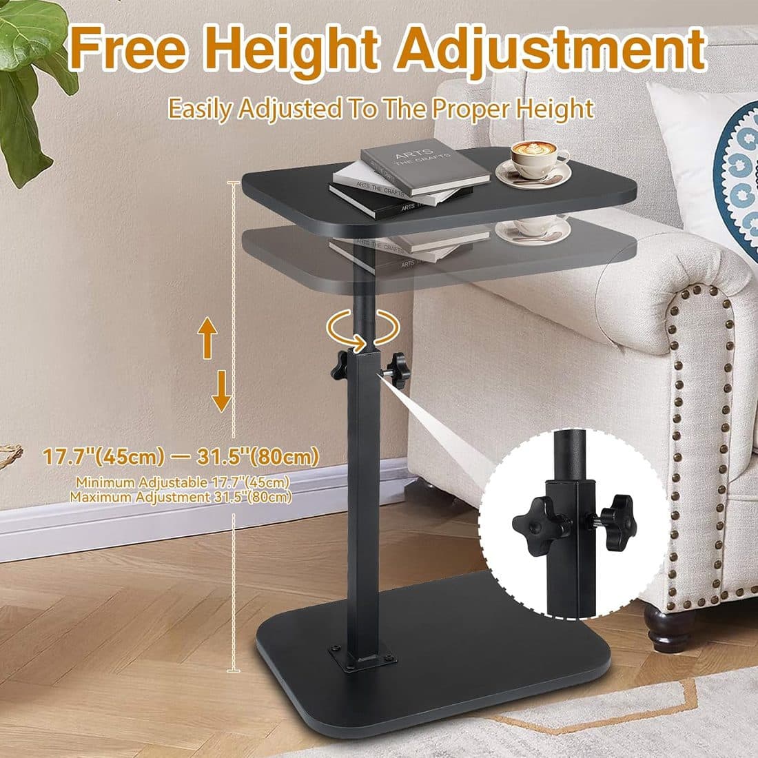 Black Rotating C-Shaped End Table for Sofa and Bedroom - image 5