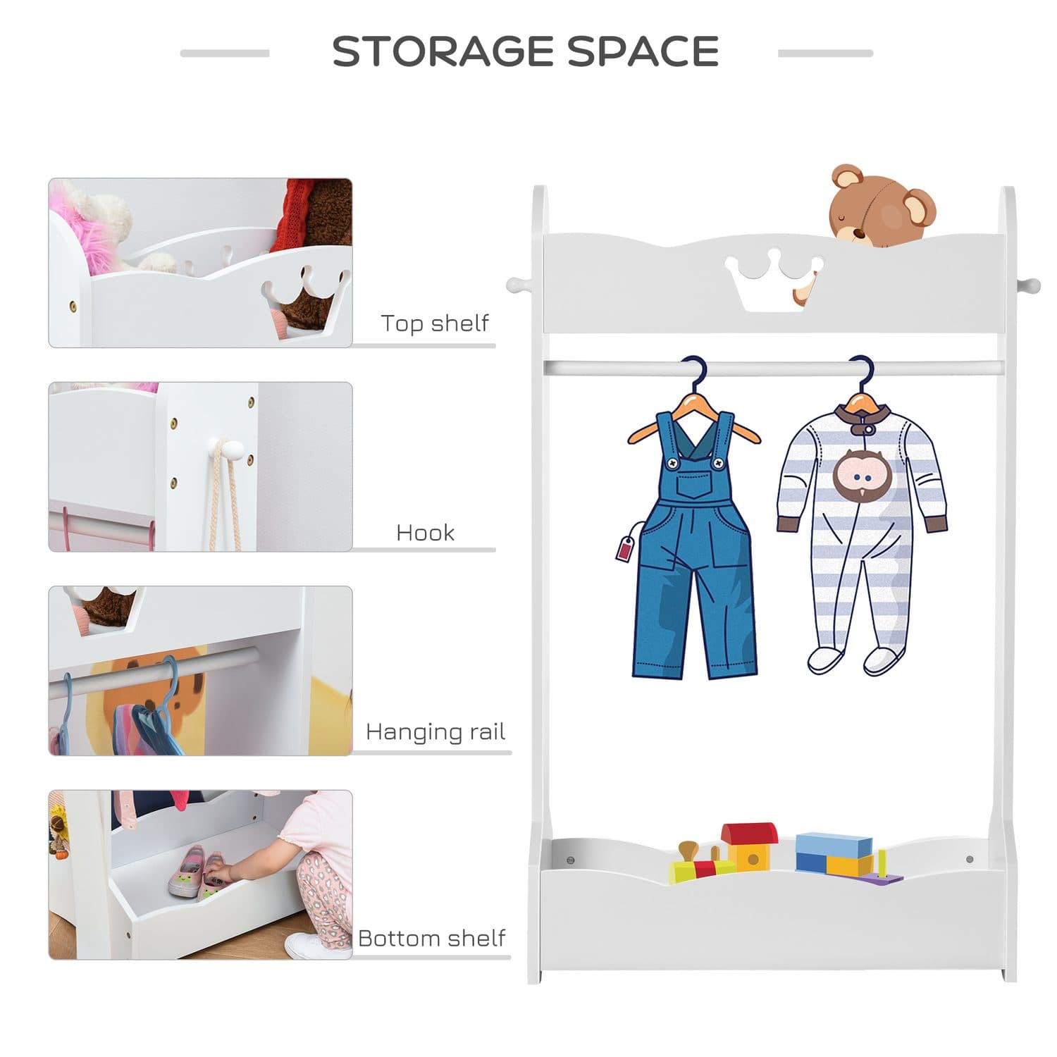 Kids Wooden Clothes Rail - image 2
