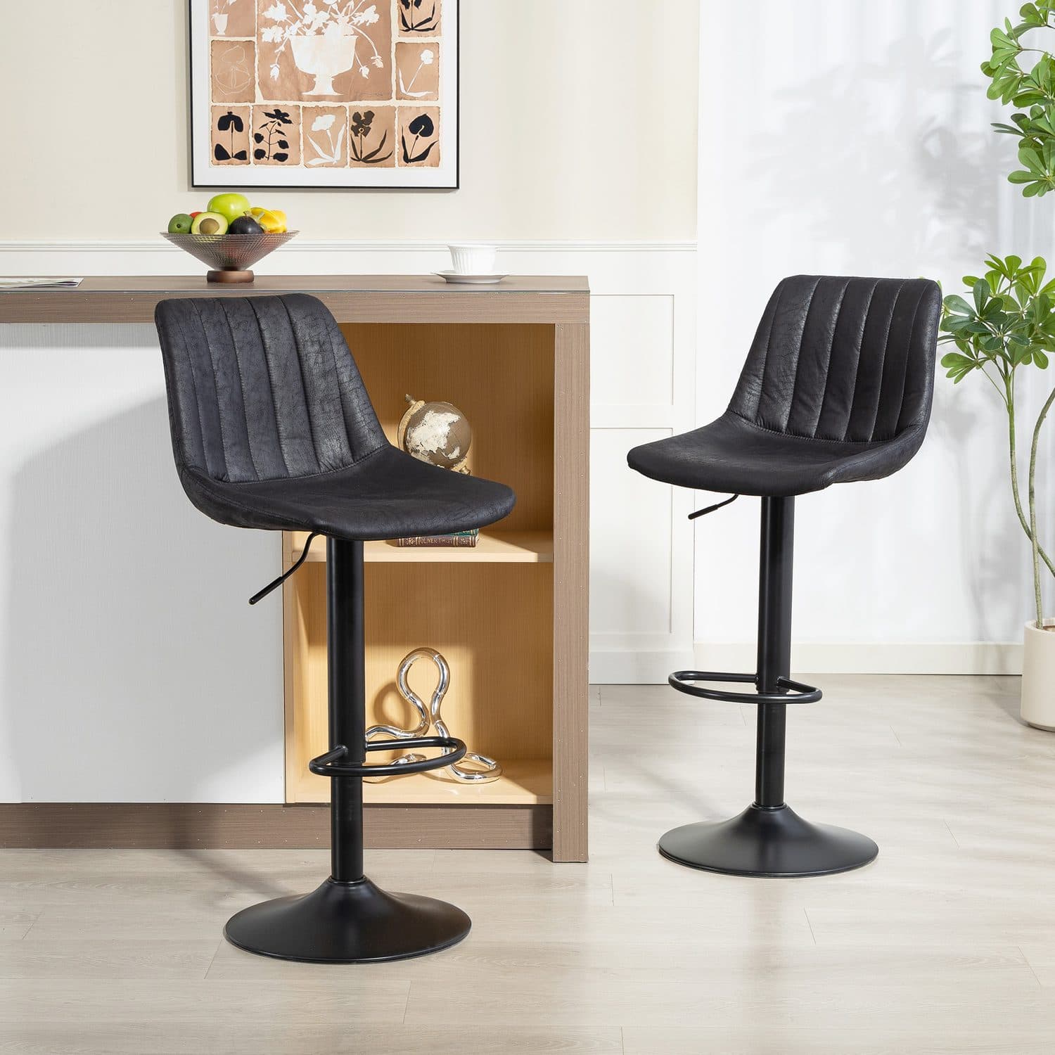 Black Leathaire Swivel Bar Stools - image 3