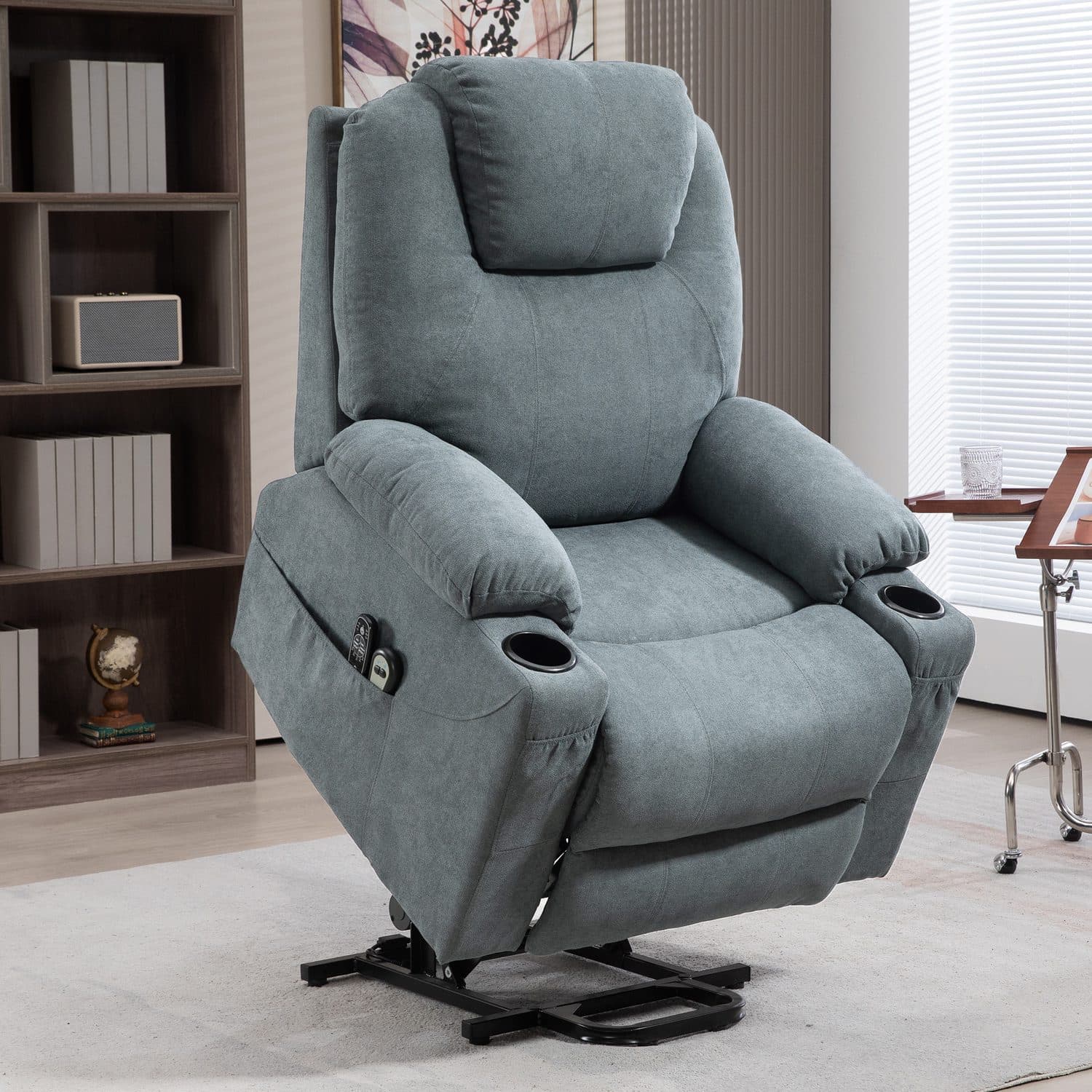 Grey Lift and Recline Massage Armchair with Heat - image 5