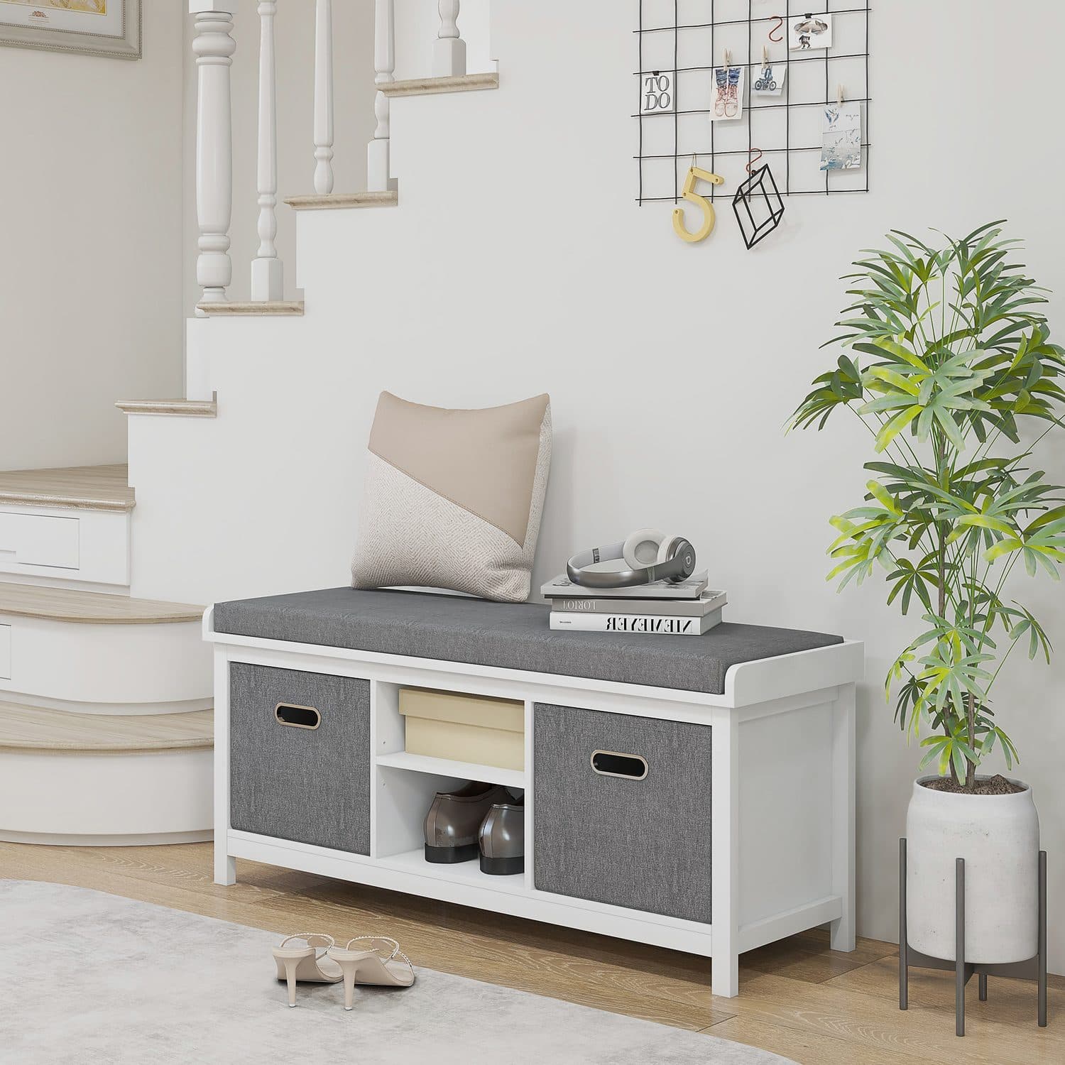 Cushioned Shoe Storage Bench - image 2