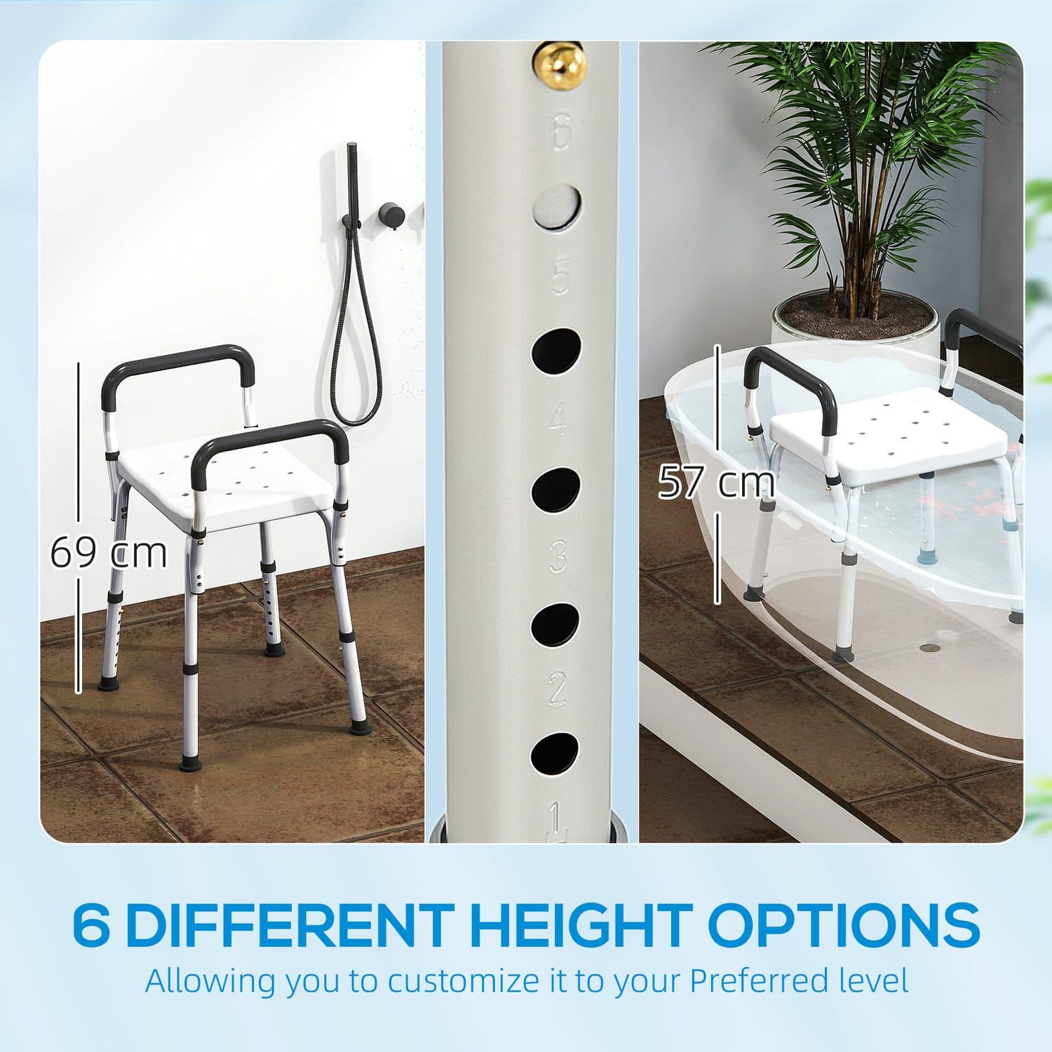 Adjustable Bath Seat With Aluminium Frame And Armrests - image 4