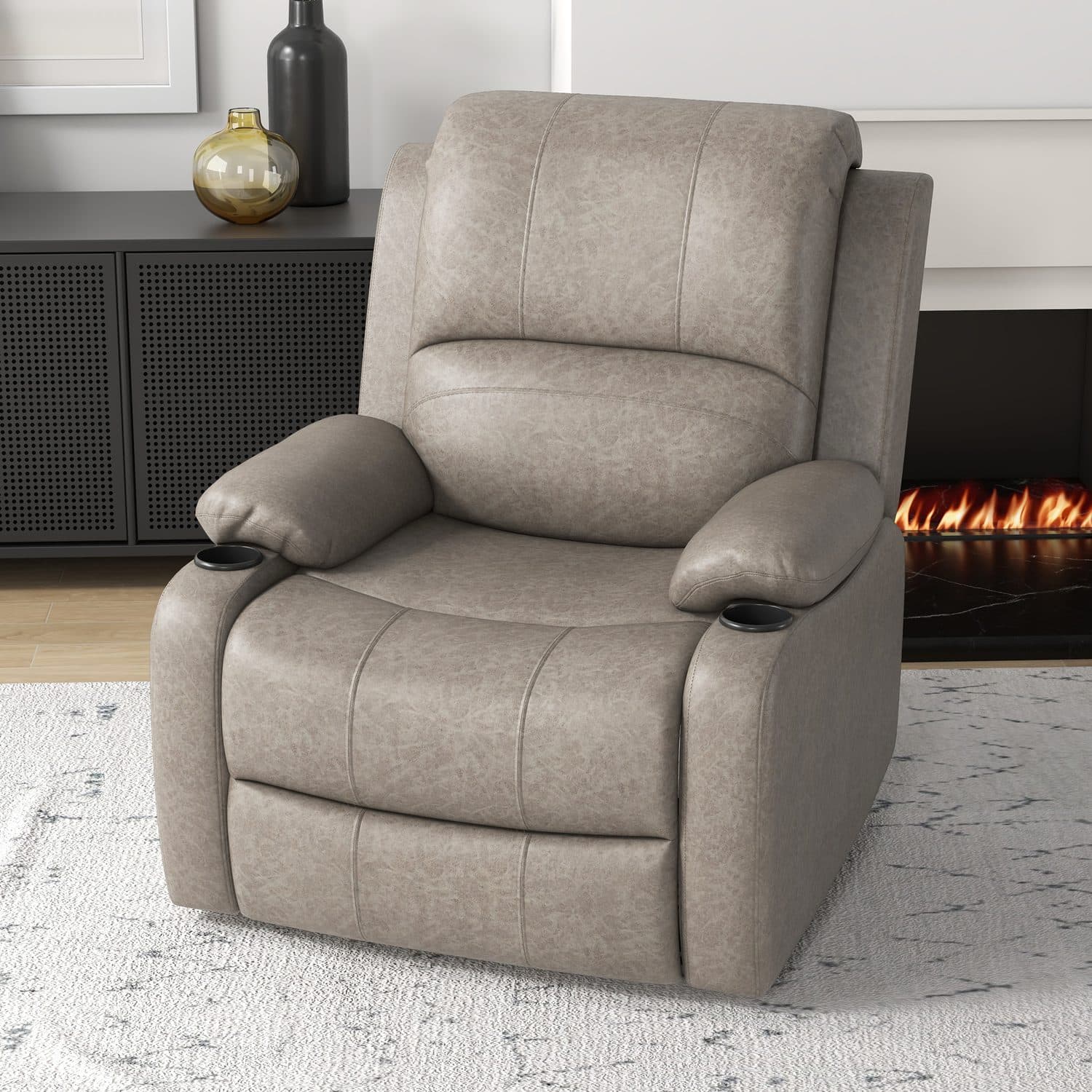 Brown Microfibre Reclining Armchair - image 2