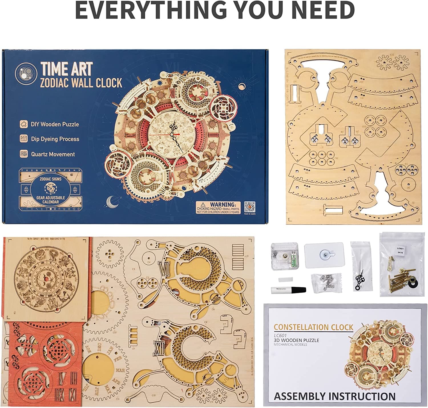 DIY Kit: Wooden Zodiac Wall Clock 3D Puzzle - image 7