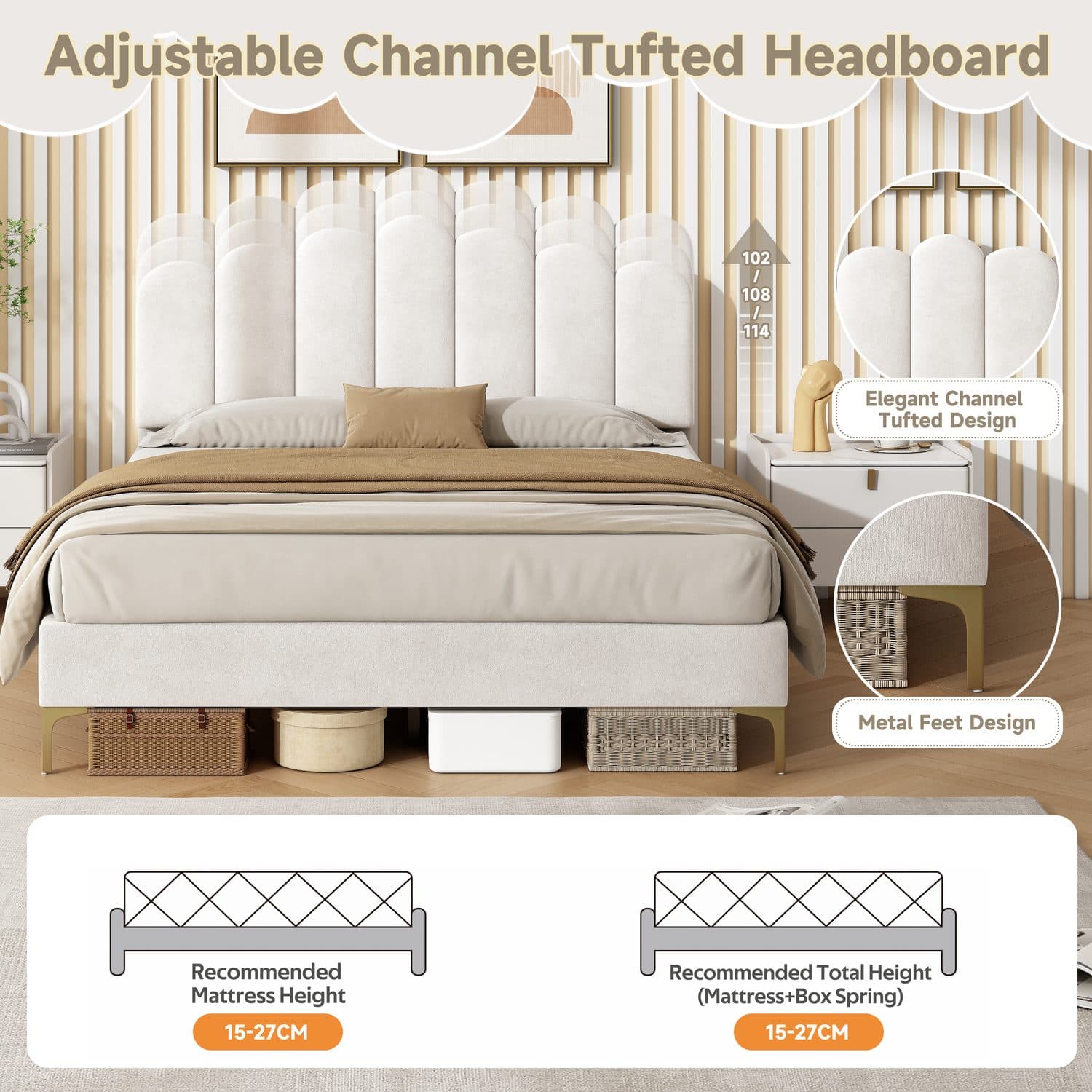 Scalloped Velvet Double Bed - image 3