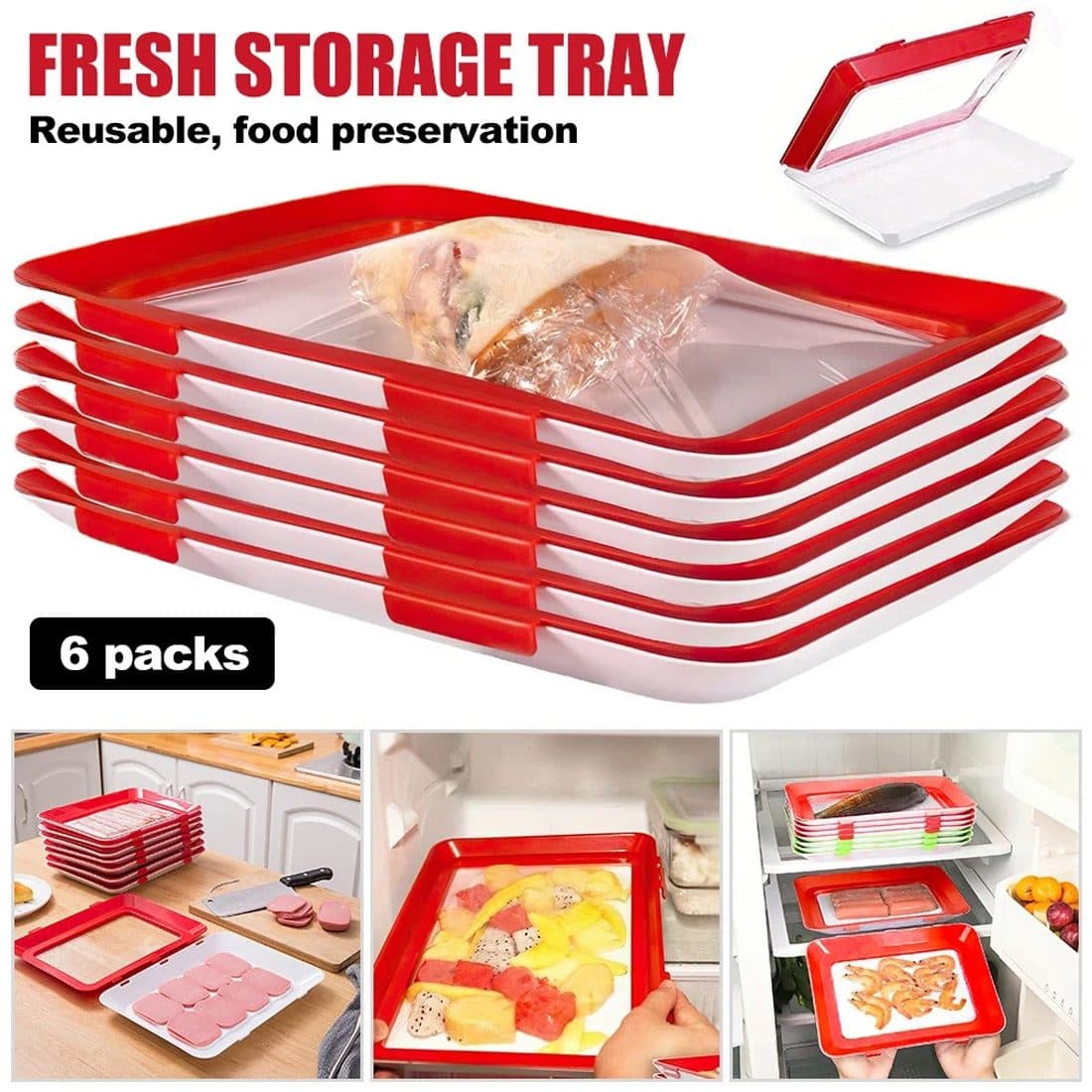 Reusable Stretch Food Storage Trays for Fresher Meals - image 3