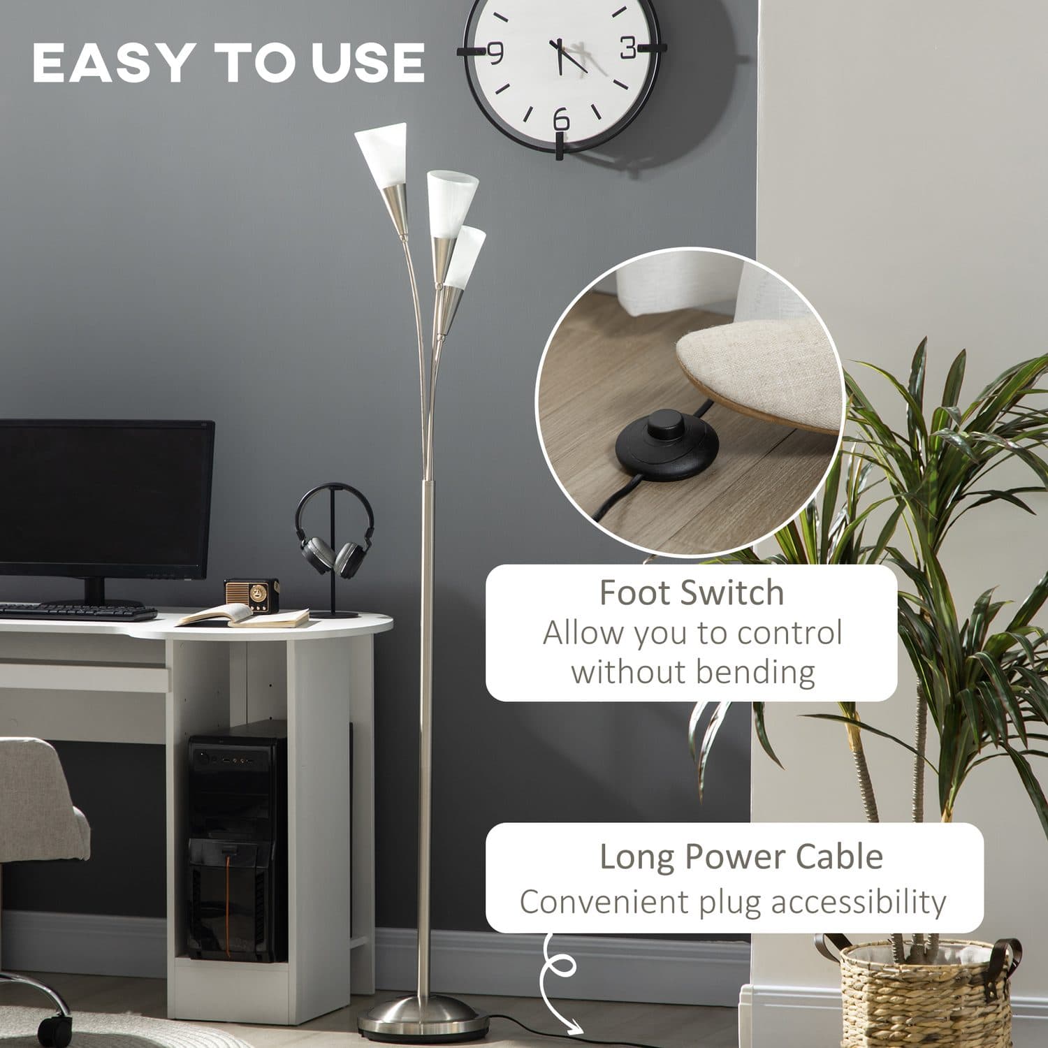 Modern 3-Light Silver Floor Lamp - image 3
