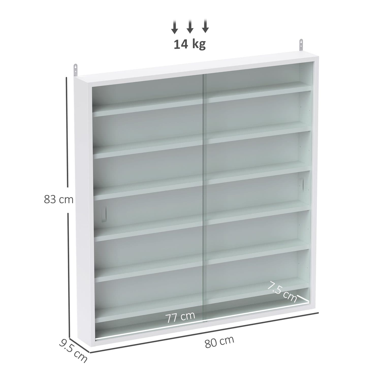 White Wall Mounted Display Cabinet with Sliding Glass Doors - image 5