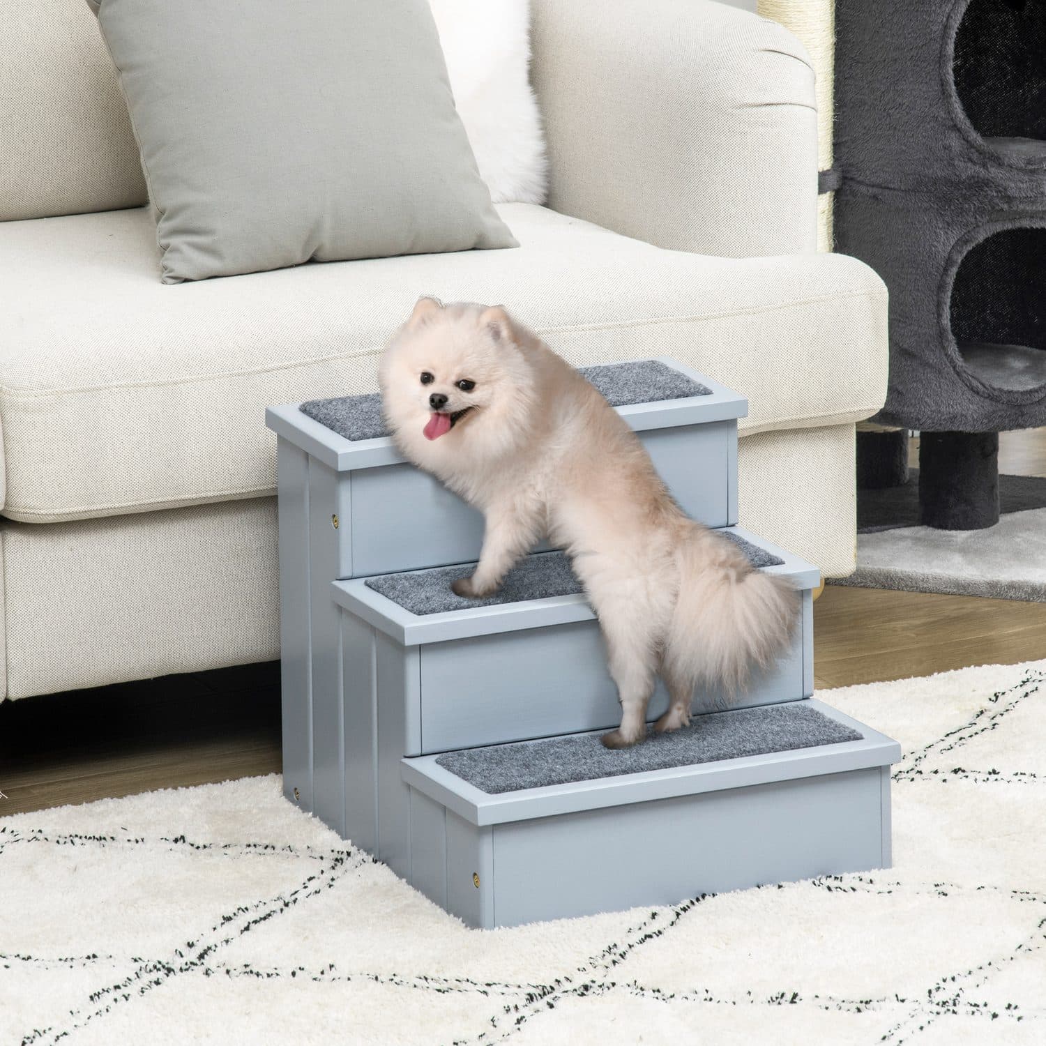 Grey Wooden Dog Steps for Beds and Sofas - image 3