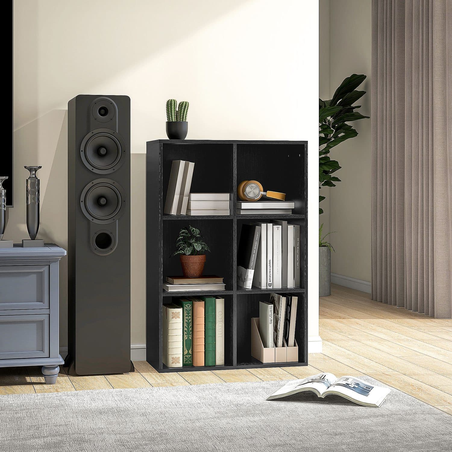 Modern Black Six-Cube Bookcase for Effortless Organisation - image 2