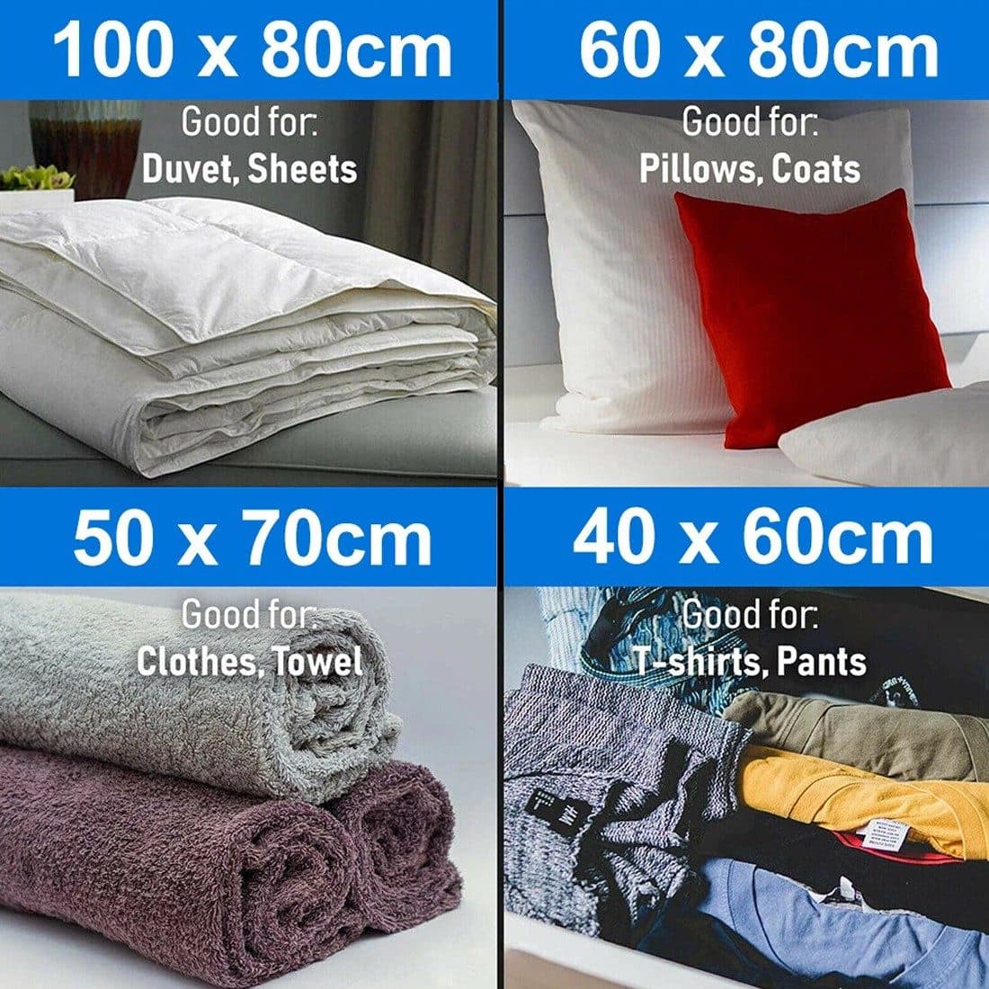 Set of 12 Vacuum Storage Bags in Four Sizes, Hand Pump Included - image 7