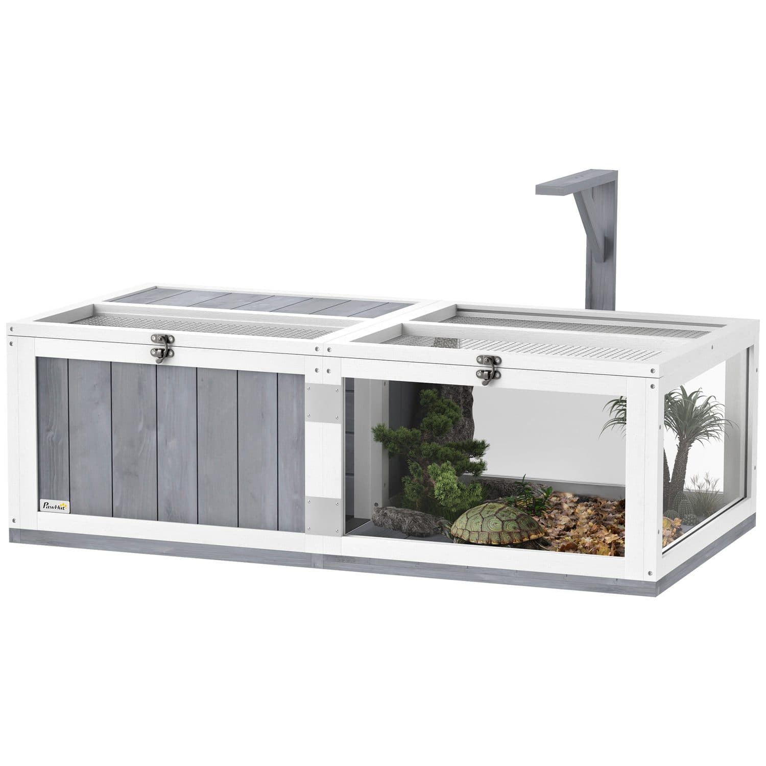 PawHut Two-Room Wooden Tortoise and Reptile House
