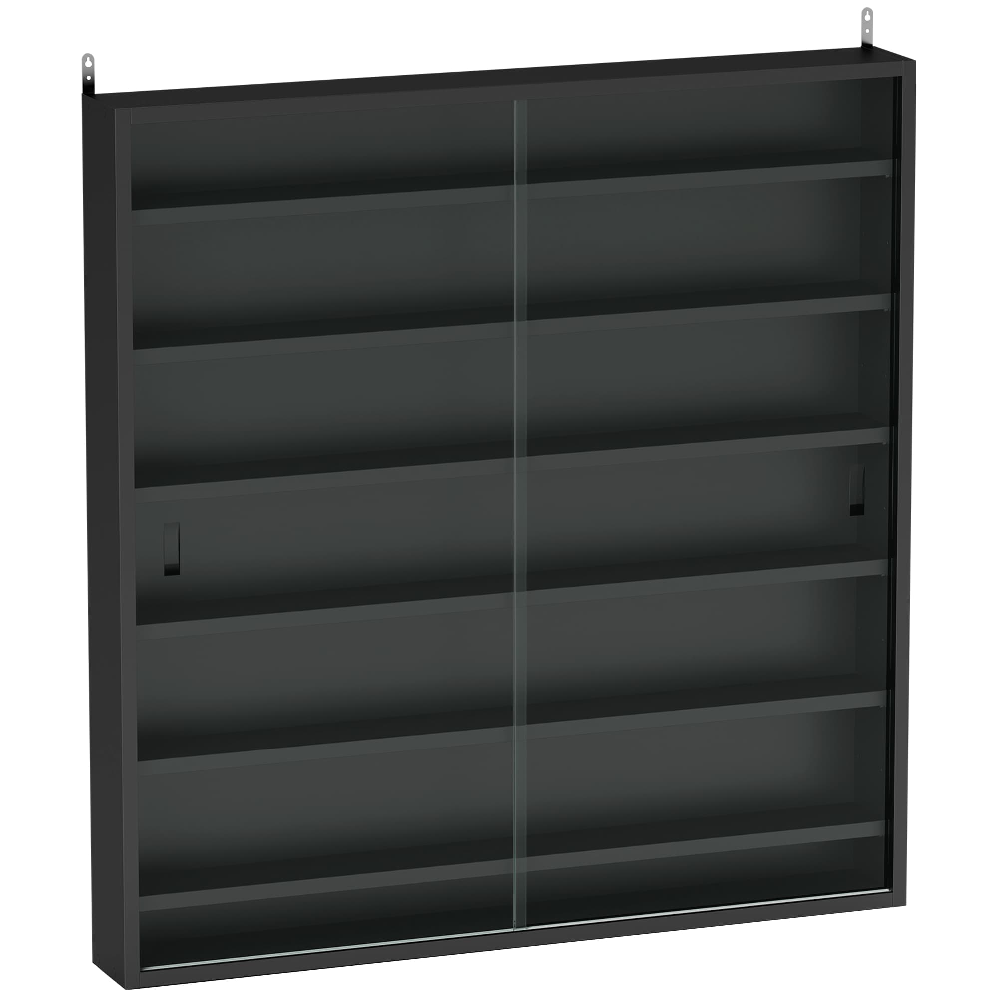 Black Wall-Mounted Glass Display Cabinet for Collectables