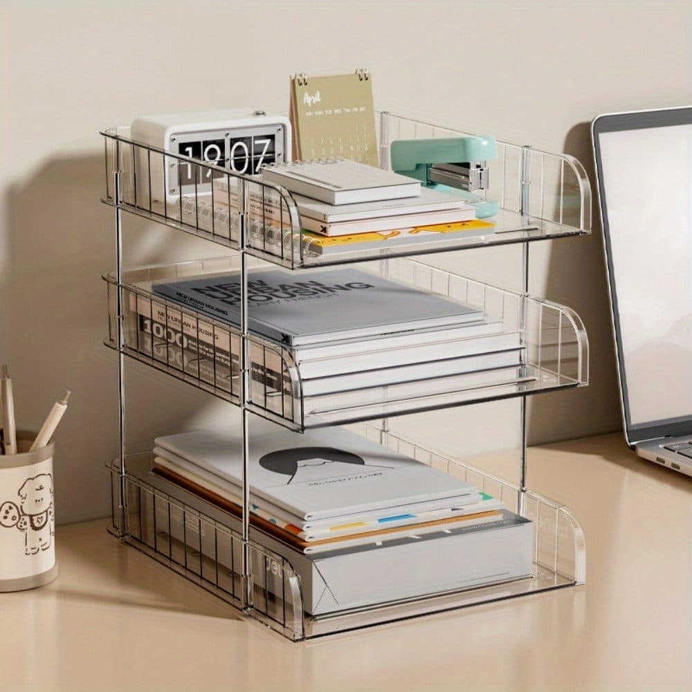 3-Tier Stackable Acrylic Desktop Organiser for A4 & Stationery - Default