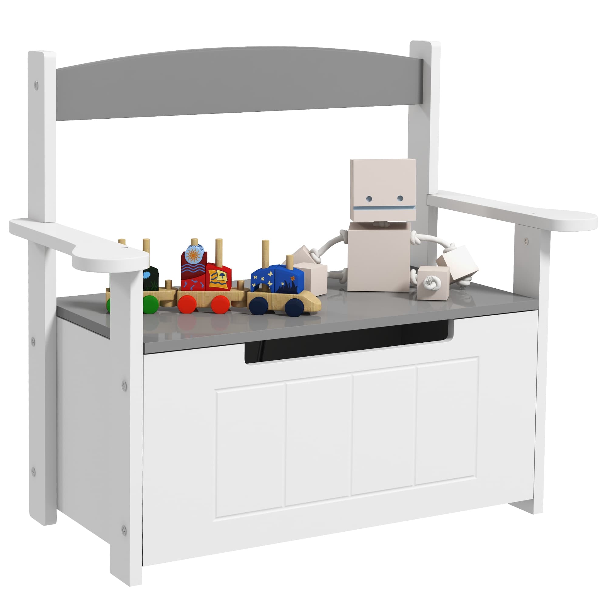 Kids Toy Storage Bench for Bedrooms and Playrooms - Grey