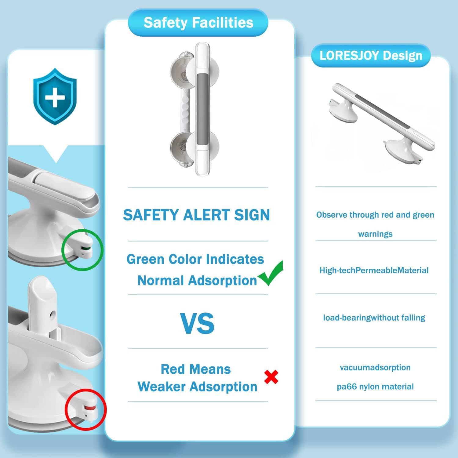 No-Drill Suction Grab Rail for Bathroom Support - image 2