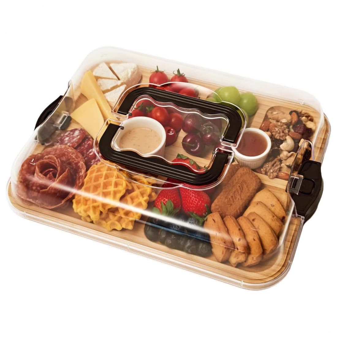Bamboo Food Tray with Lockable Clear Acrylic Cover - image 6