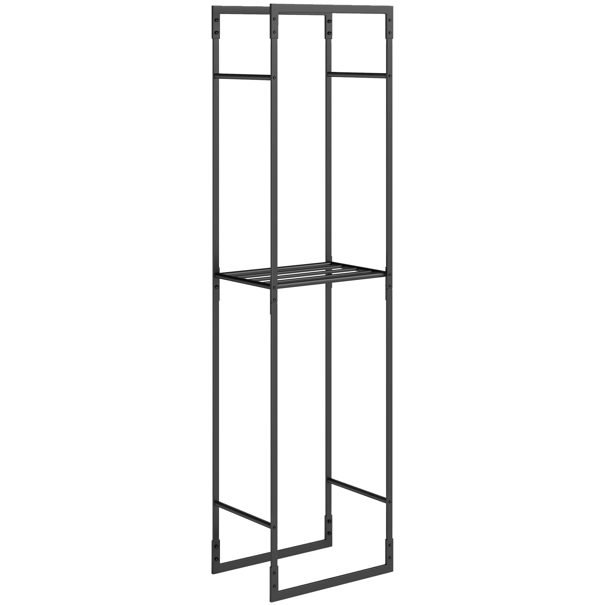 Tall black log holder for tidy fireside storage - Black