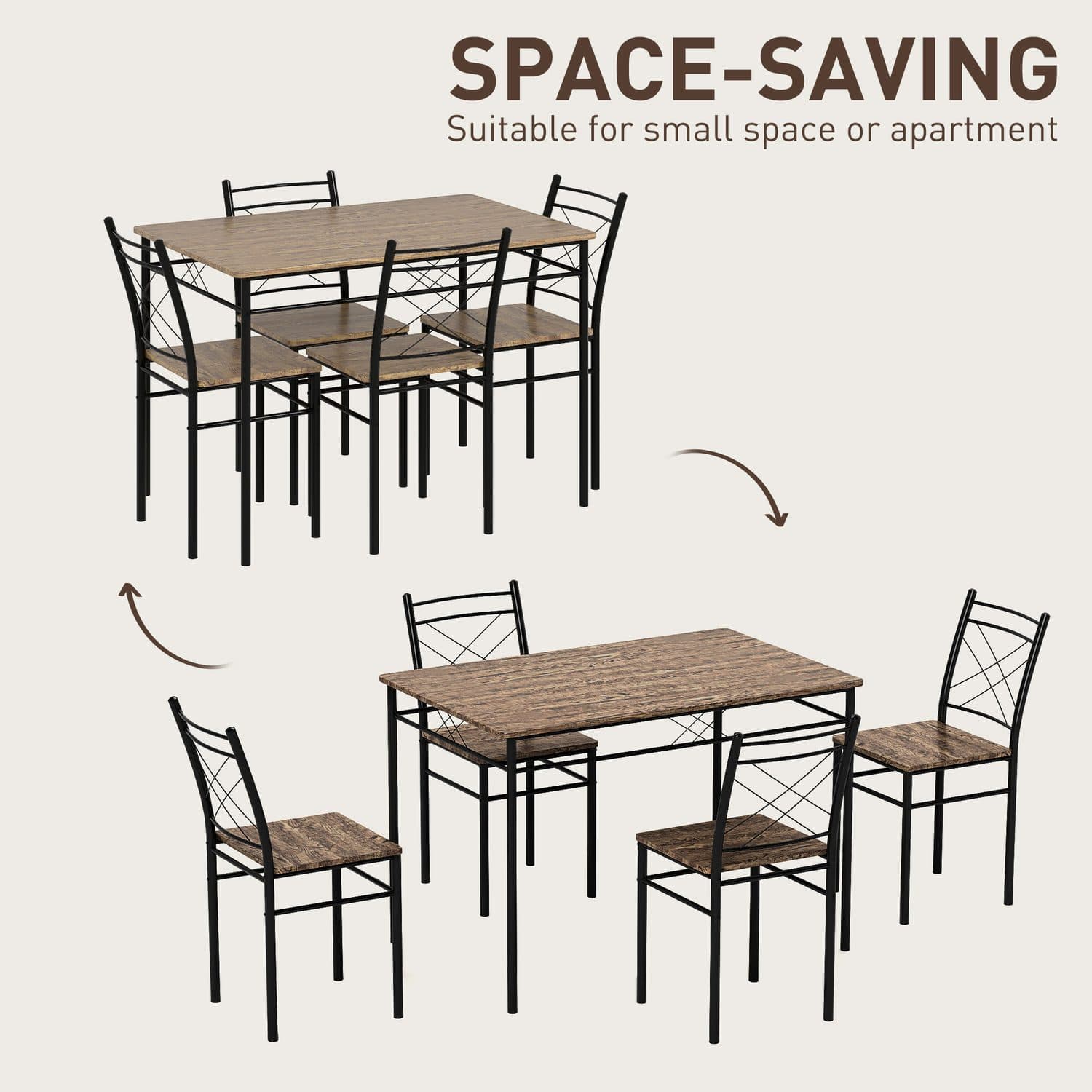 5-Piece Oak-Effect Table Set - image 4