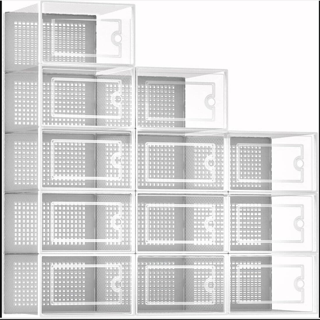 Transparent Stackable Shoe Boxes for Organised Footwear - W13210955