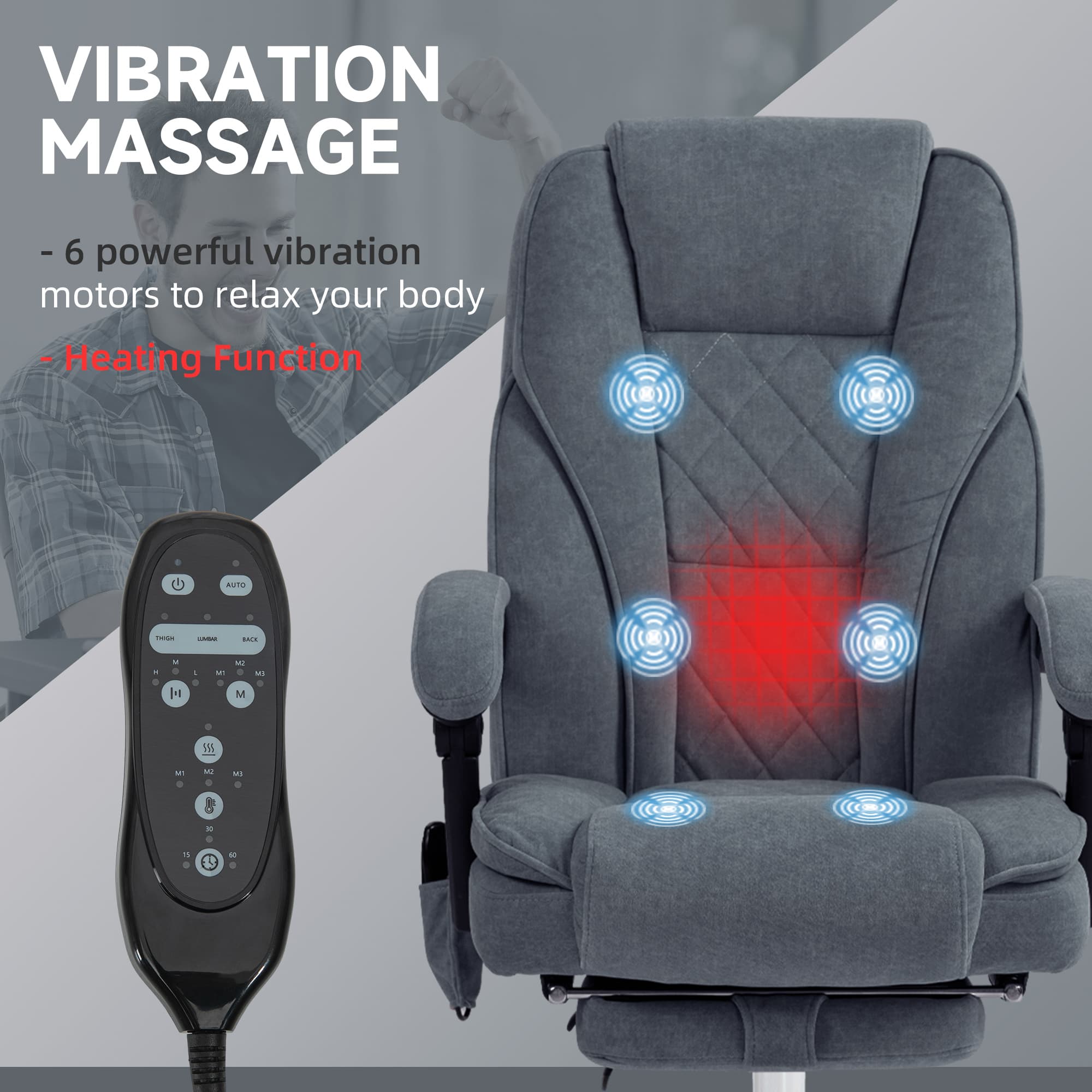 Dark Grey Massage Office Chair for Work and Rest - image 3