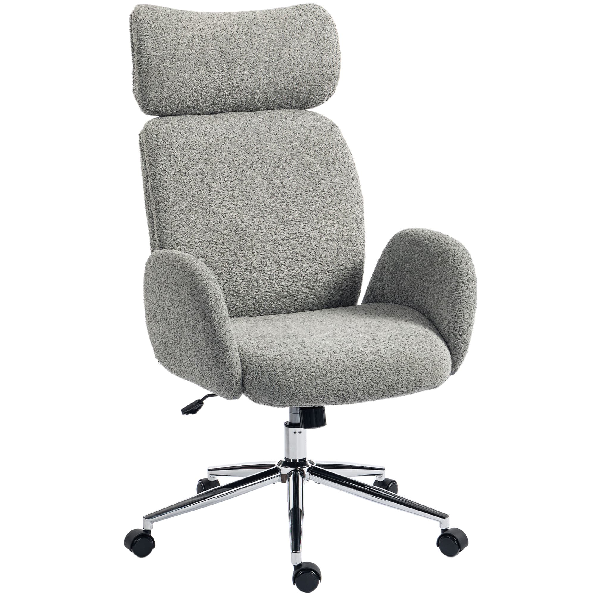 Charcoal Grey Boucle Ergonomic Office Chair