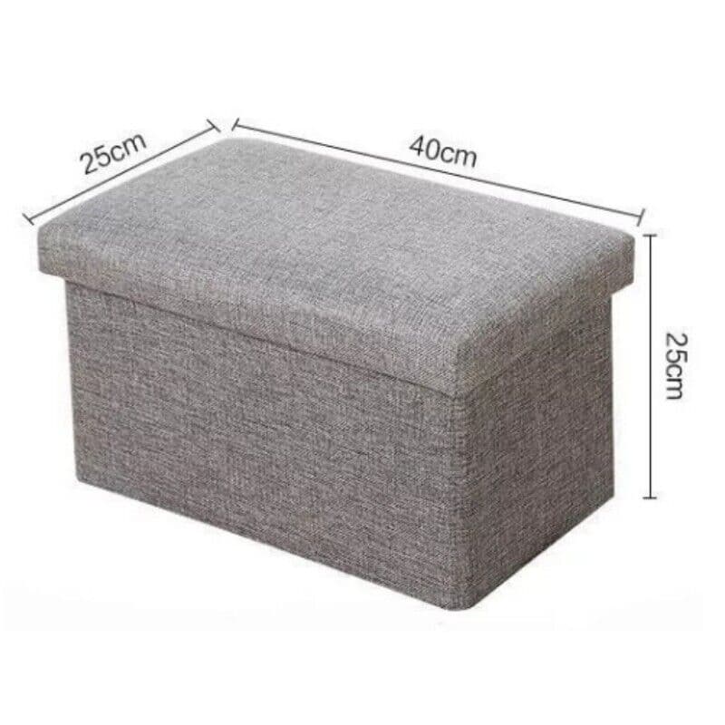 Foldable Grey Storage Ottoman Seat for Tidy Rooms - W12991750