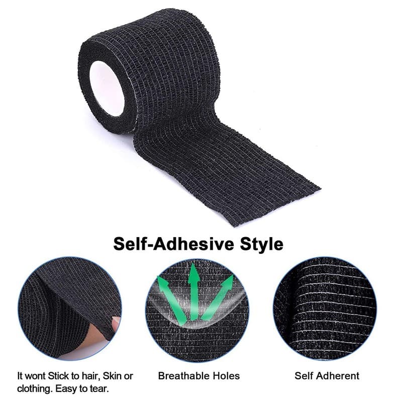 Black Cohesive Elastic Bandage Tape, Pack of 10 Rolls - image 2